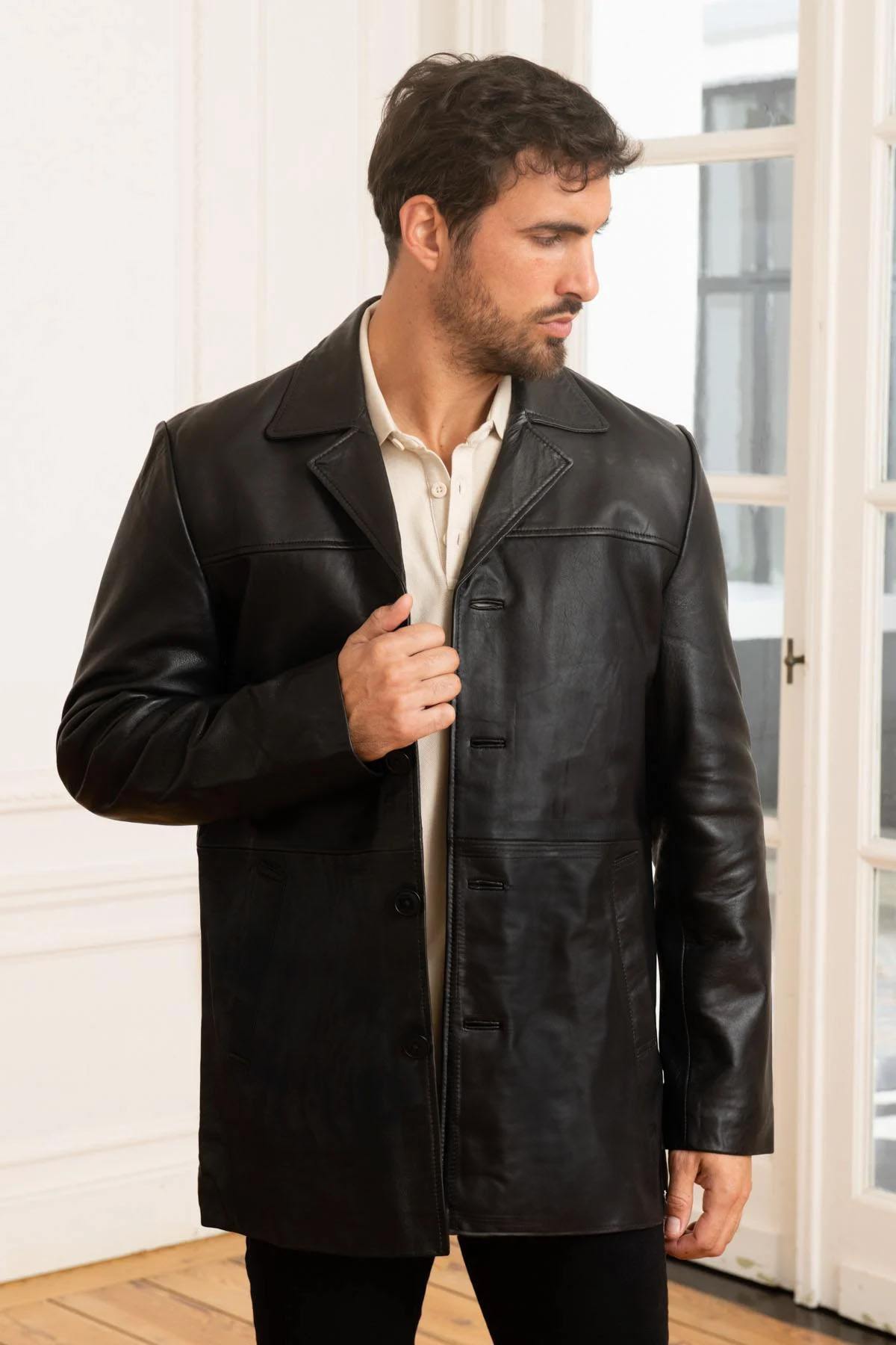 Mid-length lambskin jacket - Image n°6