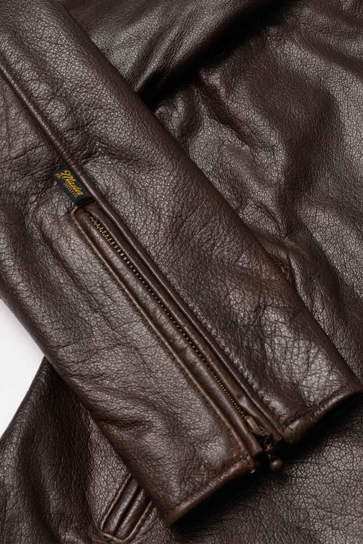 Quality leather jacket with vintage biker collar - Image n°13