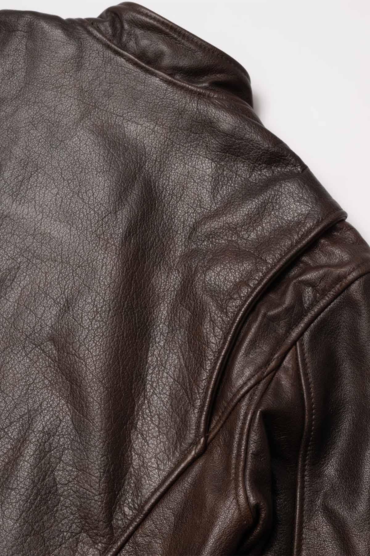 Quality leather jacket with vintage biker collar - Image n°13