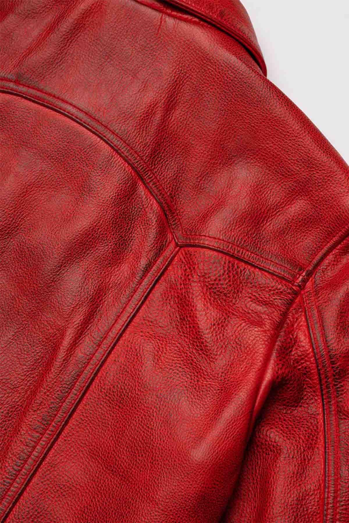 Vintage thick red leather jacket - Image n°13