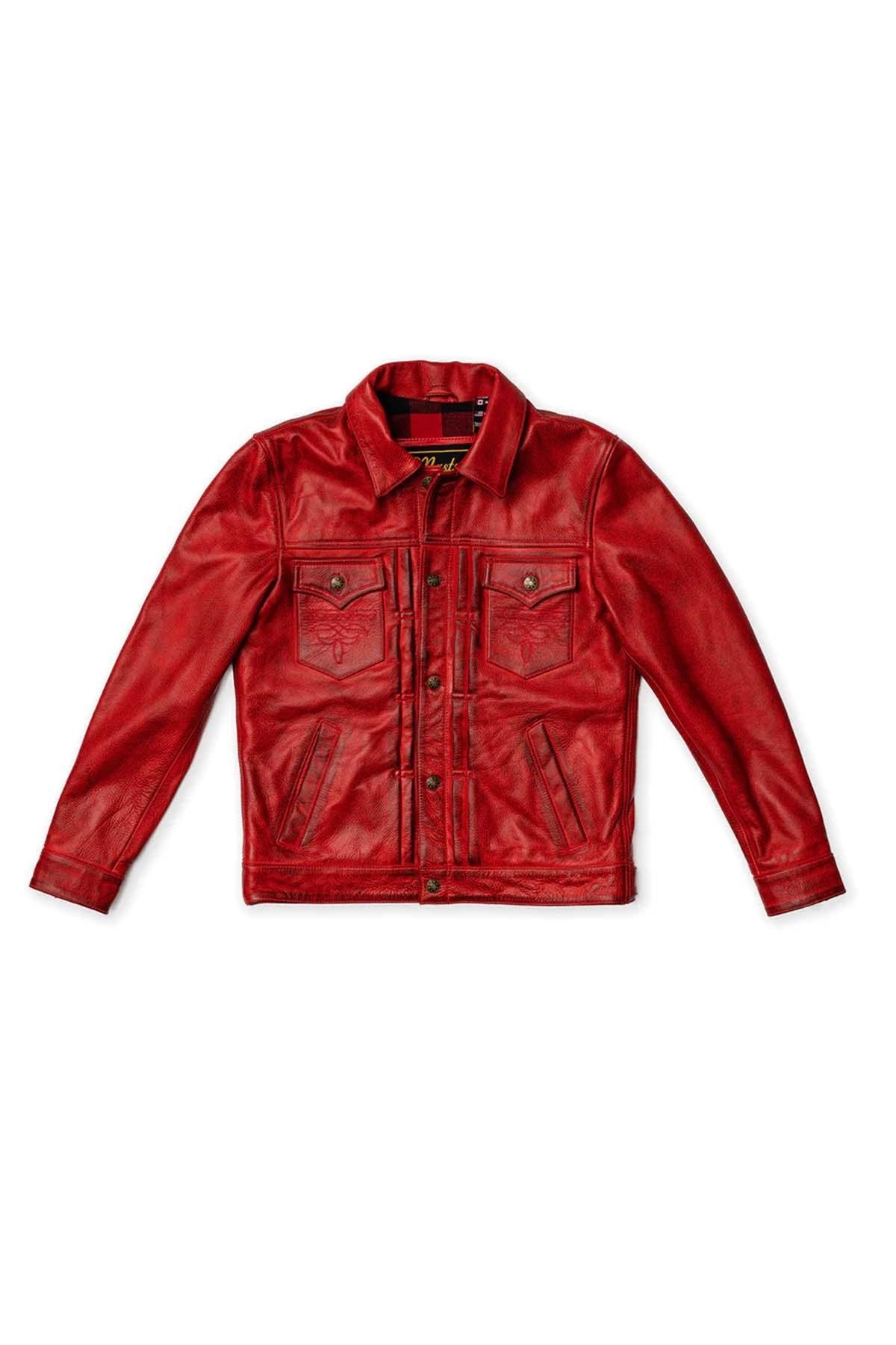 Vintage thick red leather jacket - Image n°6