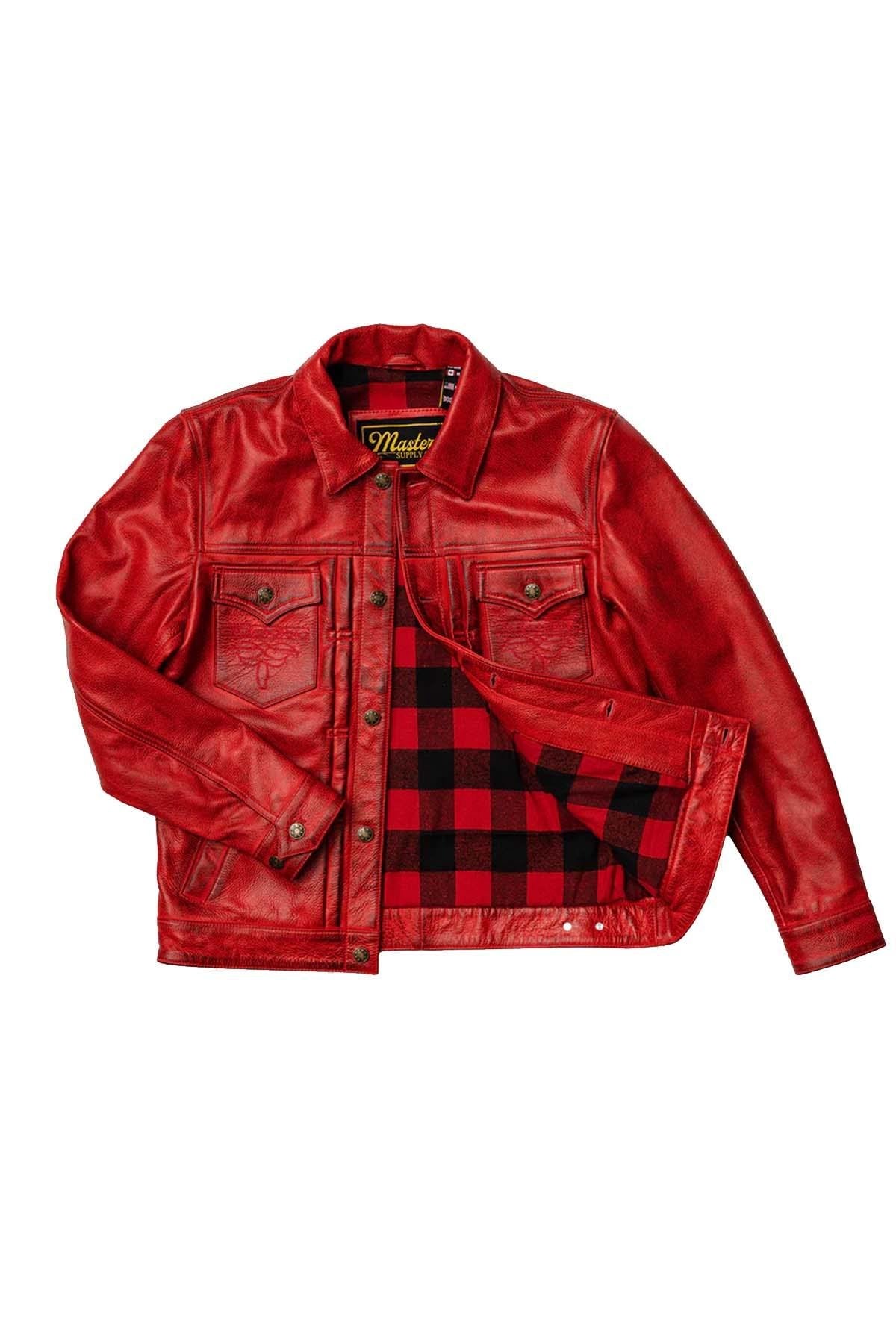 Vintage thick red leather jacket - Image n°8