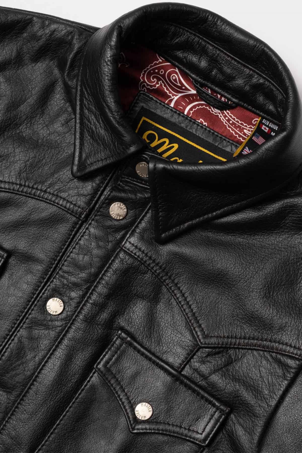 Black leather jacket inspired by western shirts - Image n°9