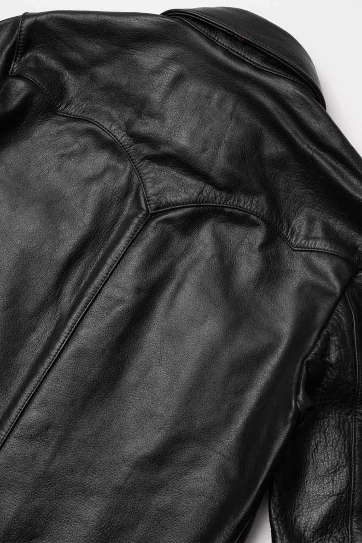 Black leather jacket inspired by western shirts - Image n°14