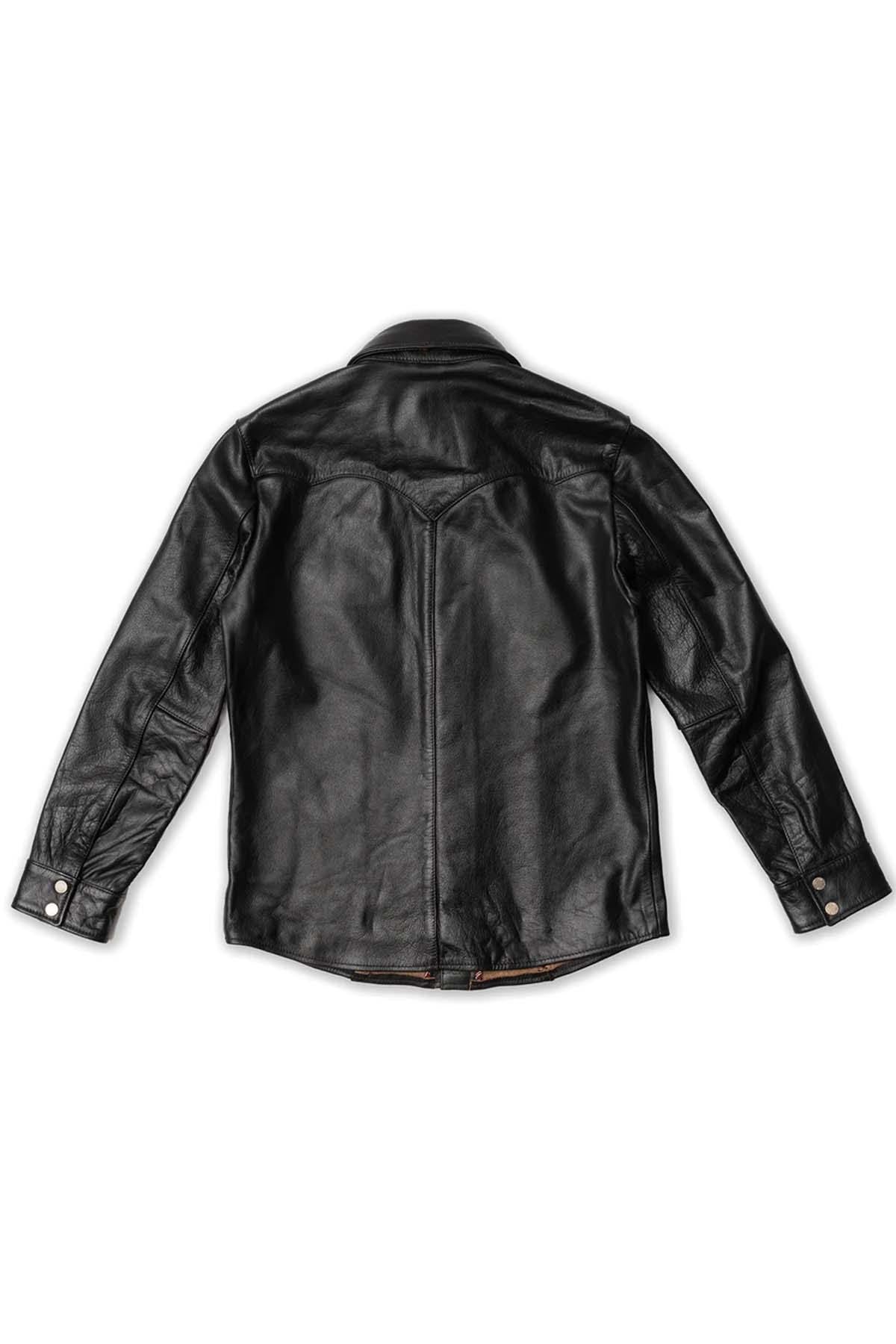 Black leather jacket inspired by western shirts - Image n°13