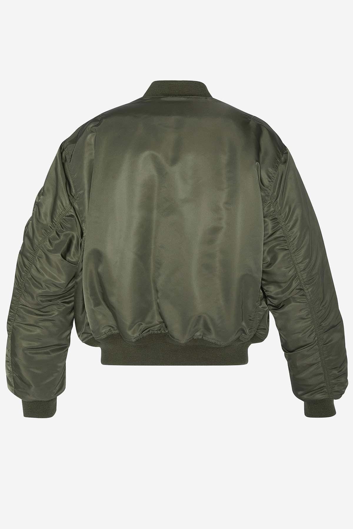 Khaki nylon bomber jacket with 90s-inspired fit - Image n°8