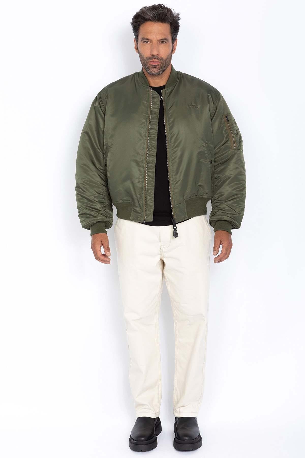 Khaki nylon bomber jacket with 90s-inspired fit - Image n°3