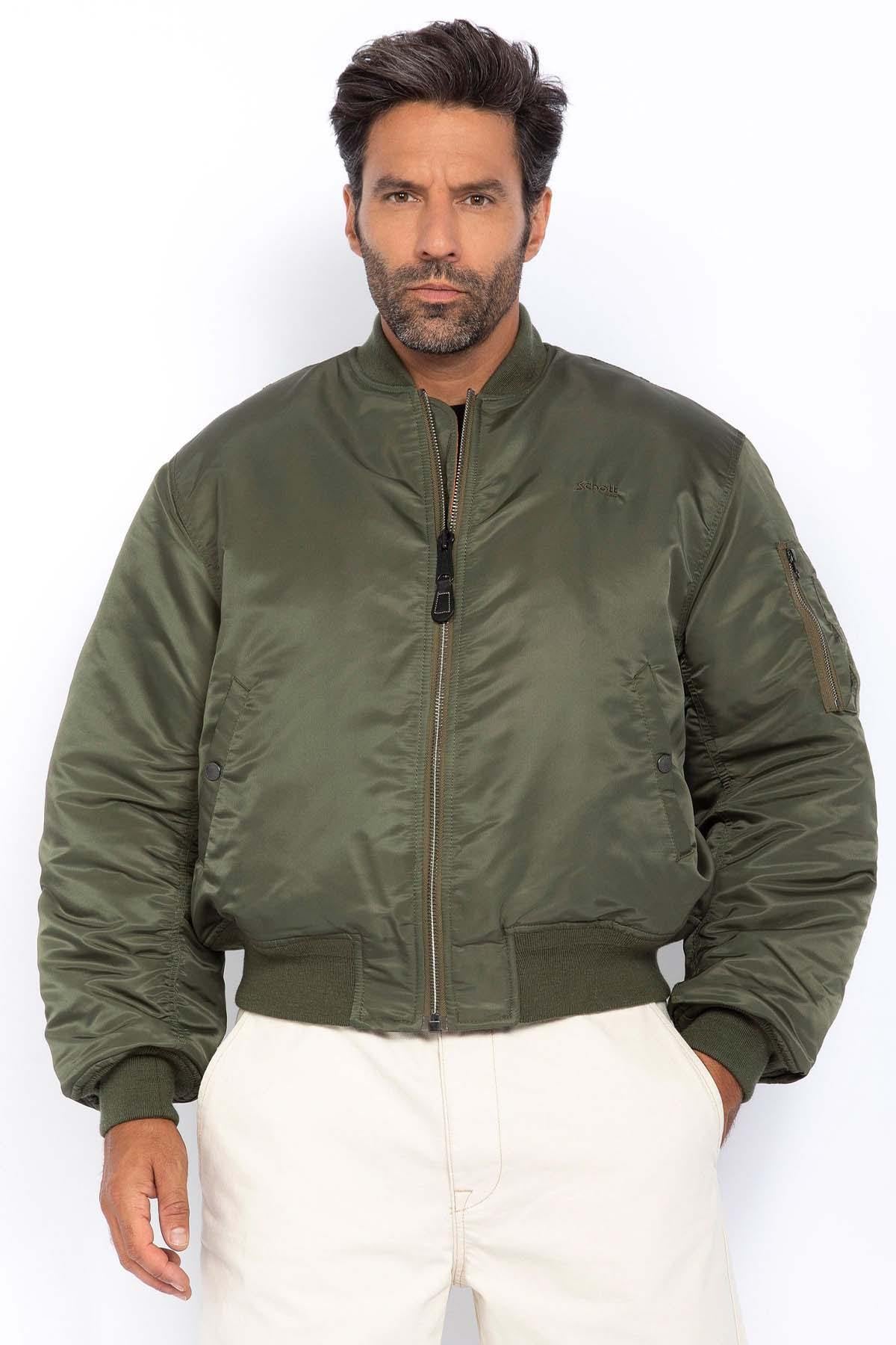 Khaki nylon bomber jacket with 90s-inspired fit - Image n°5