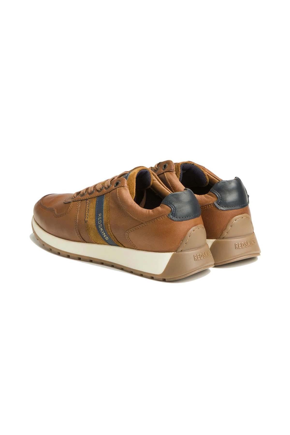 Cognac and navy blue leather sneakers - Image n°2