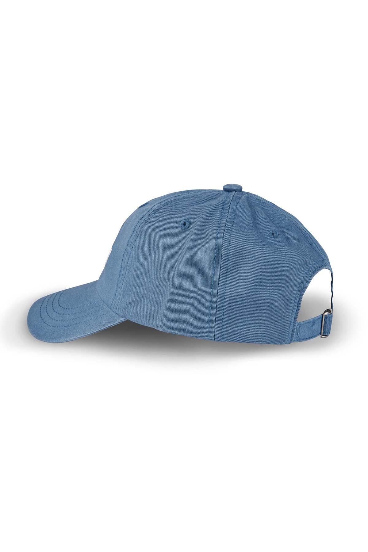 Blue embroidered cotton cap - Image n°4