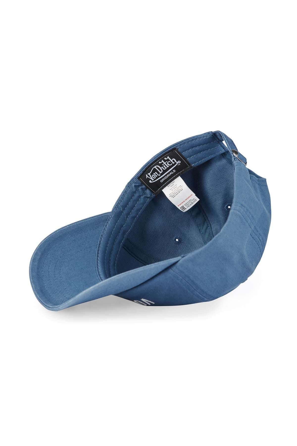 Blue embroidered cotton cap - Image n°5