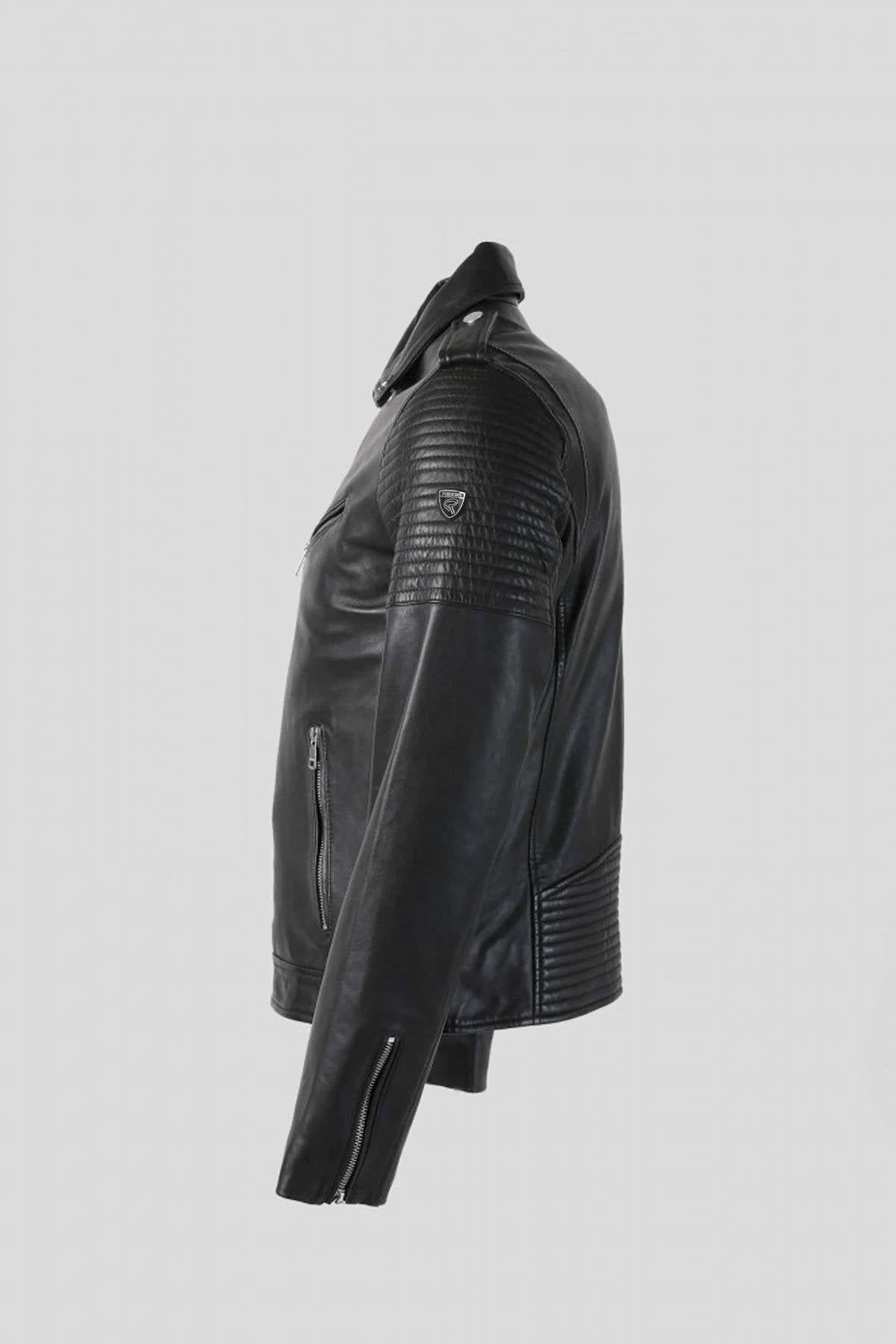 Men's black quilted leather perfecto - Image n°11