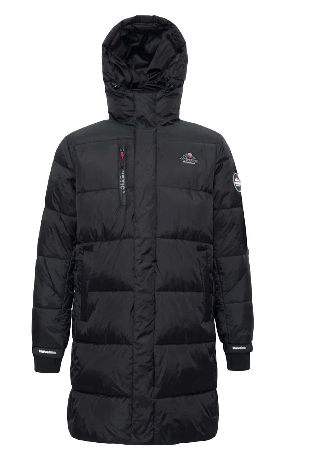 Long black technical down jacket - Image n°2