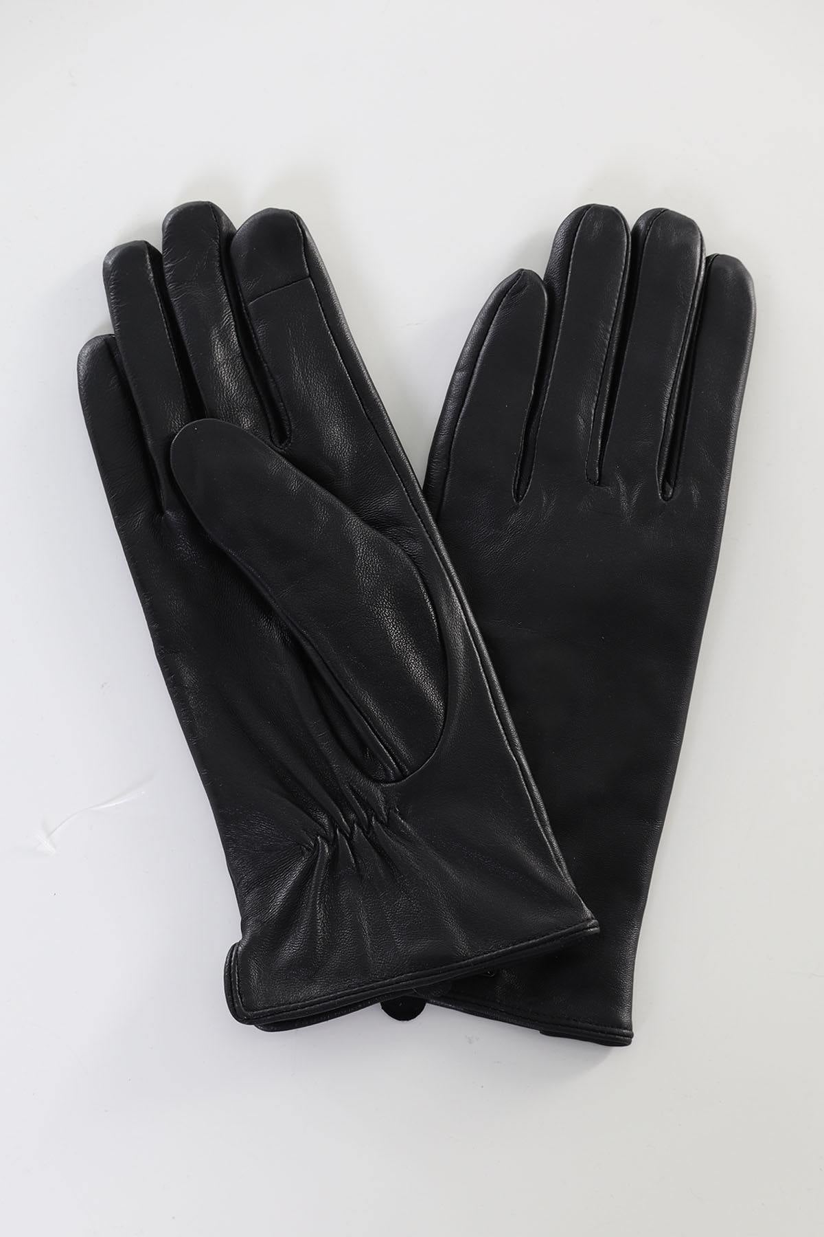 Elegant black leather gloves for women - Image n°3