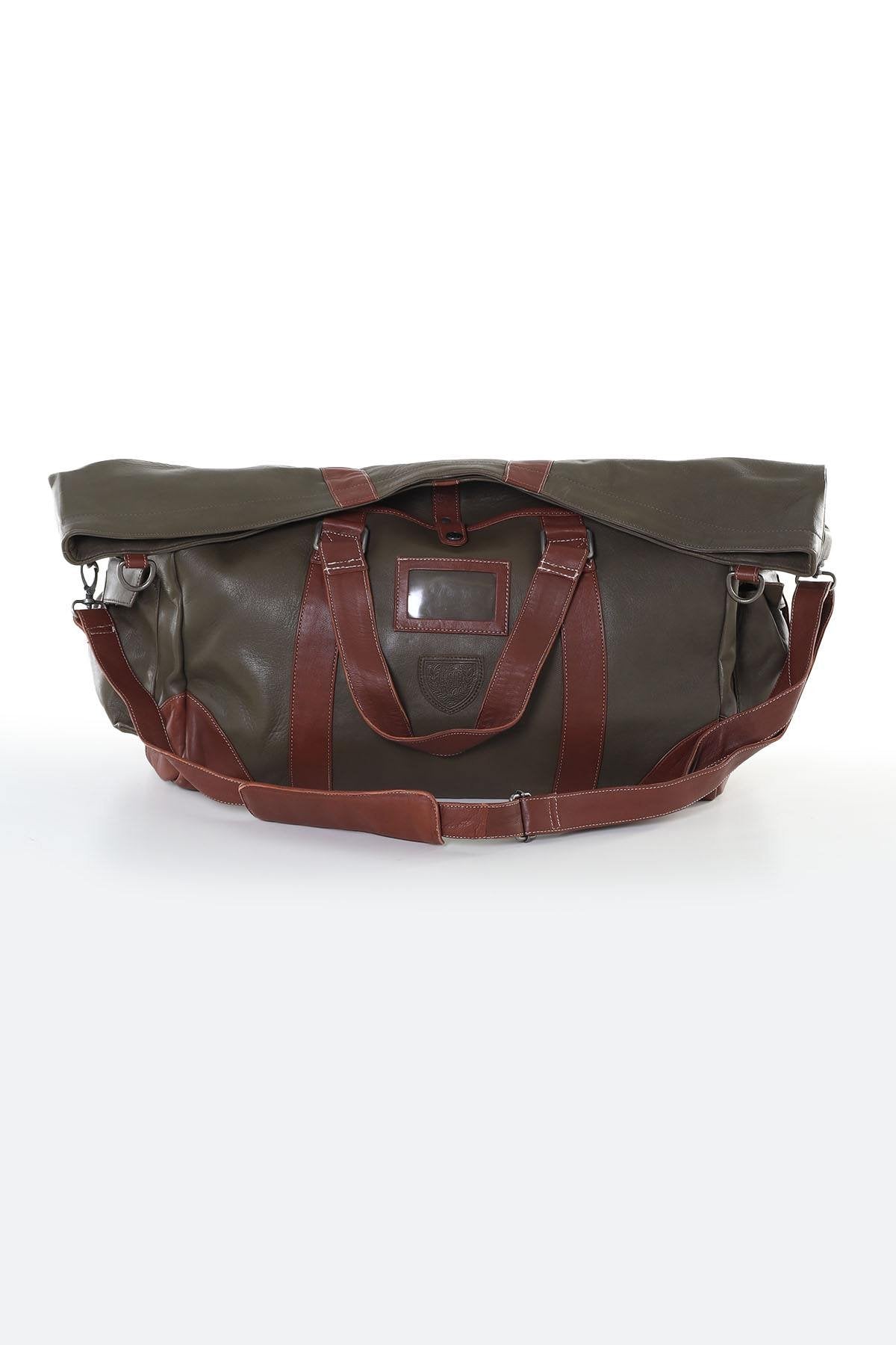 72h travel bag in dark khaki leather - Image n°3