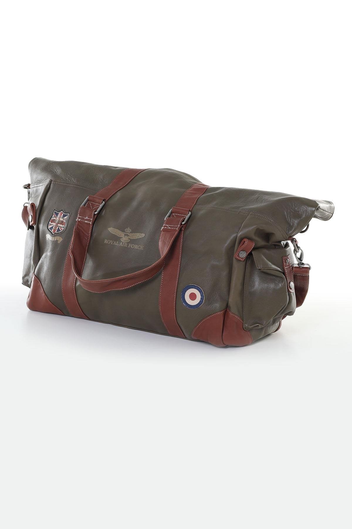 72h travel bag in dark khaki leather - Image n°1