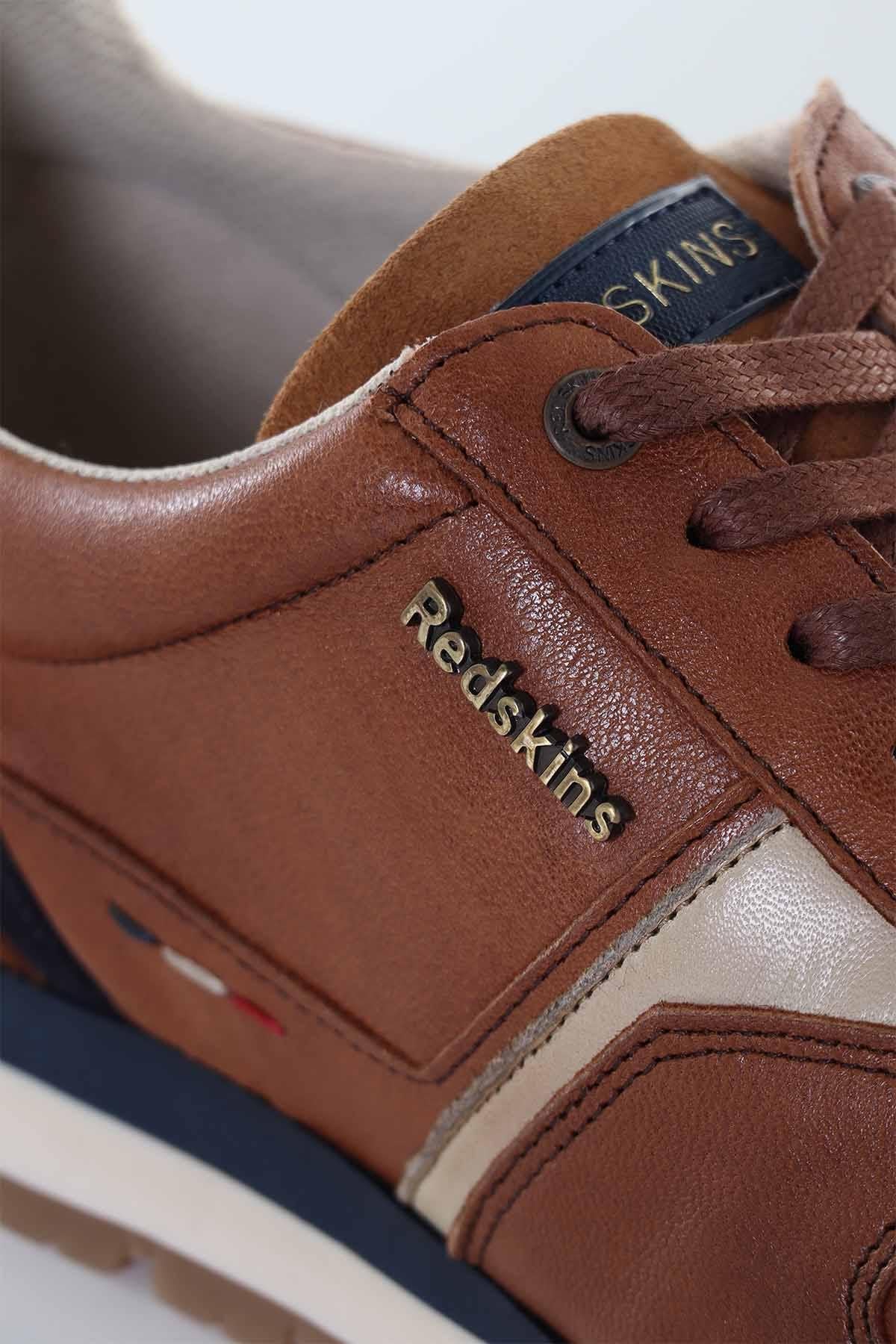 Beige cognac leather sneakers - Image n°3