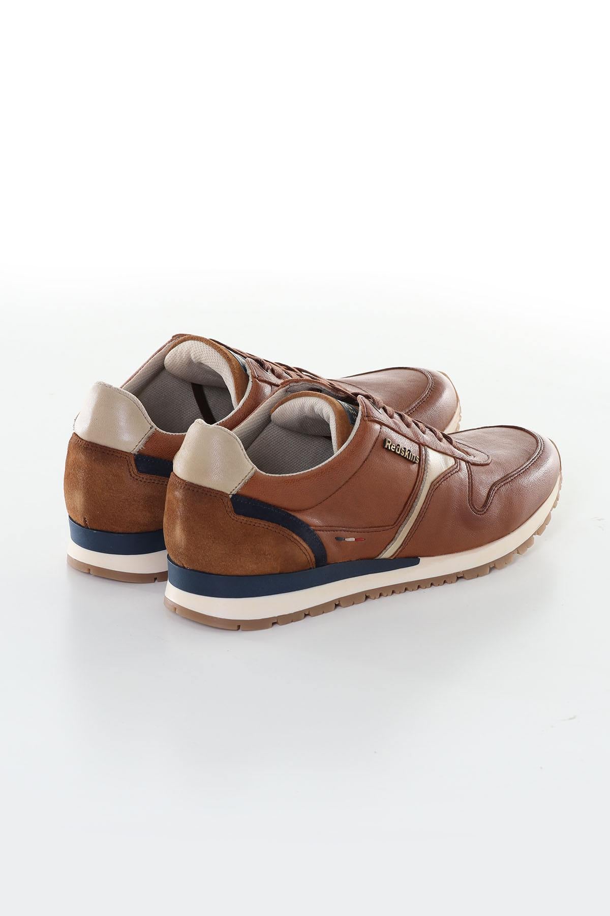 Beige cognac leather sneakers - Image n°2