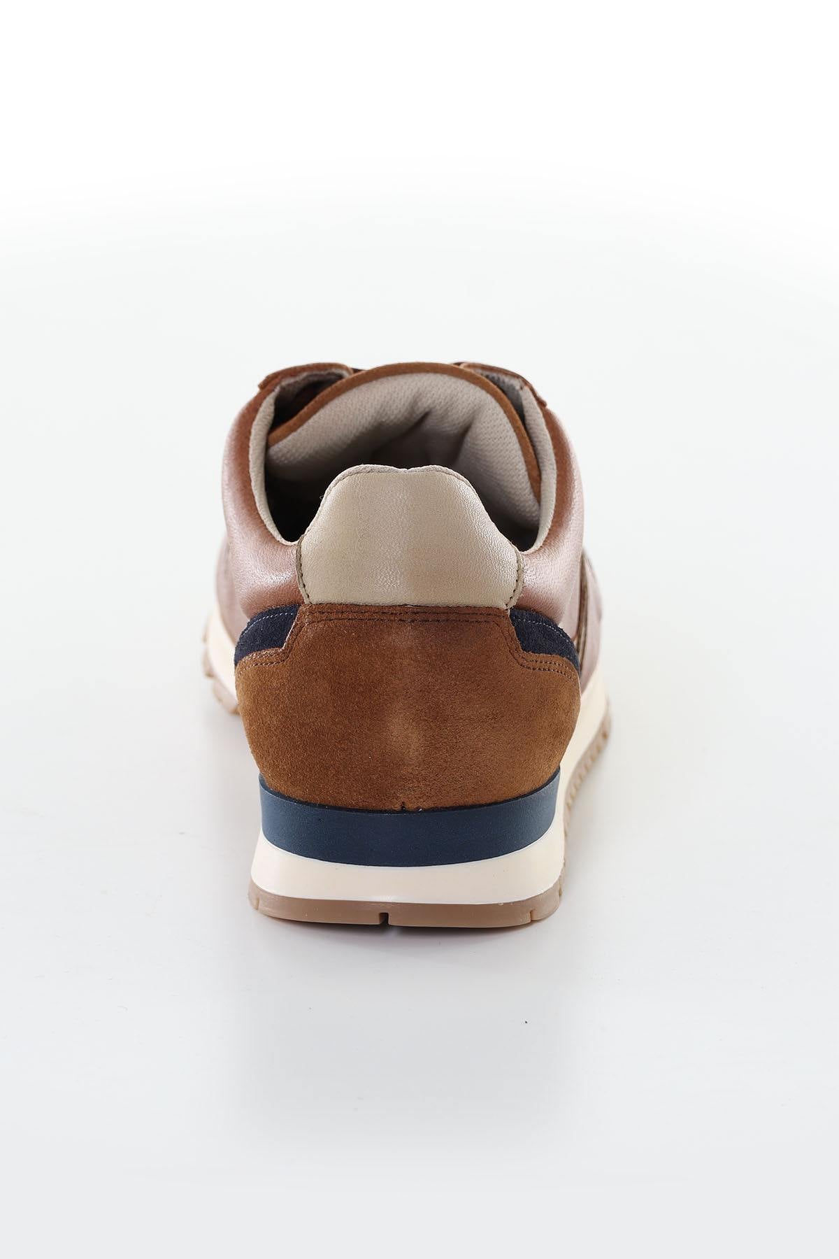 Beige cognac leather sneakers - Image n°6