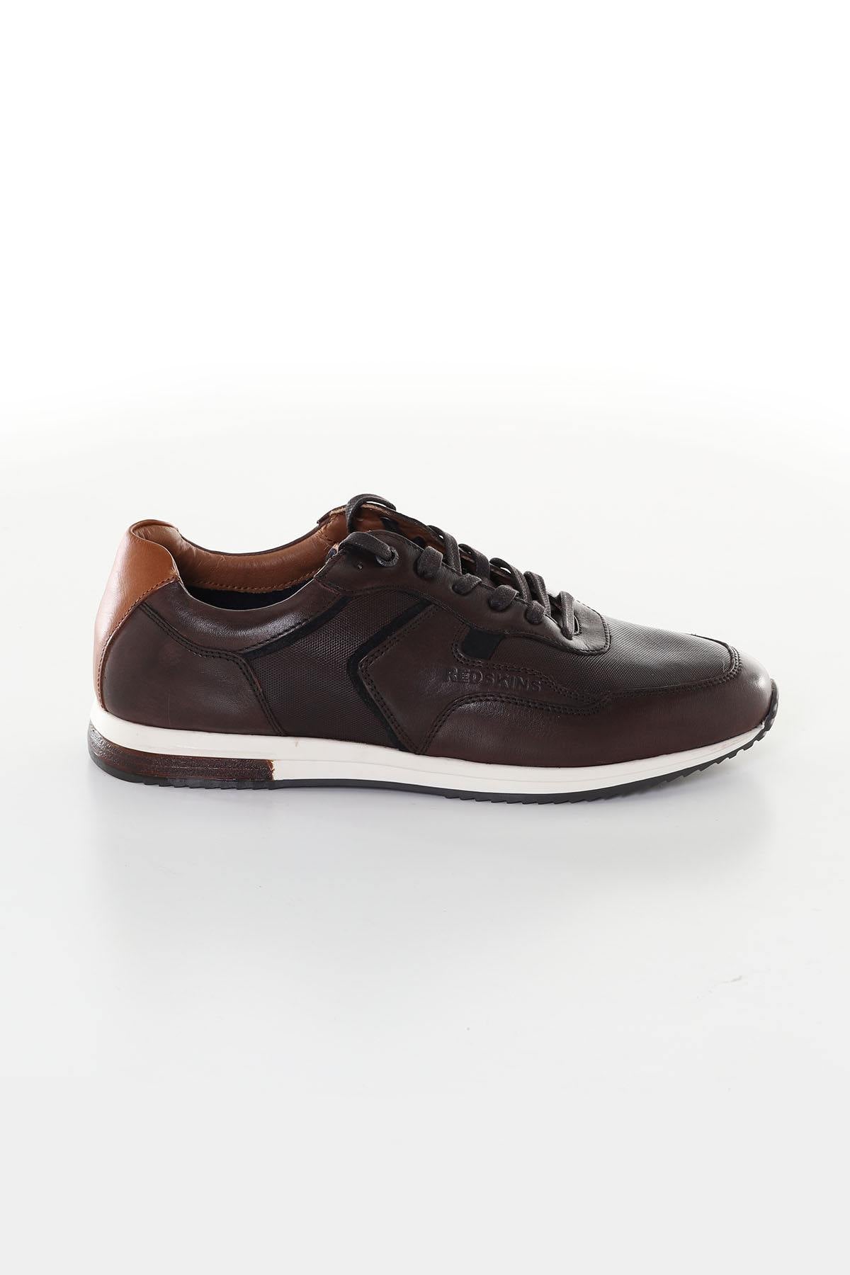 Brown and navy leather sneakers - Image n°4