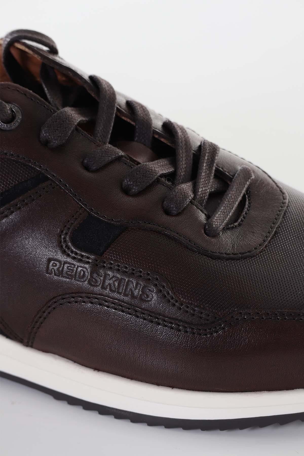 Brown and navy leather sneakers - Image n°3