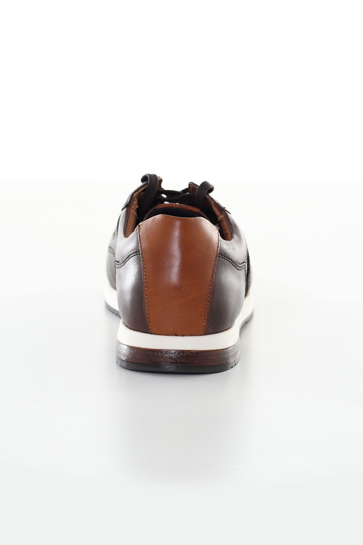 Brown and navy leather sneakers - Image n°6