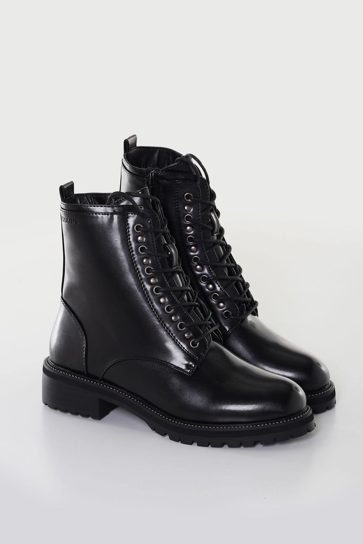 Black lace-up boots for women - Image n°1