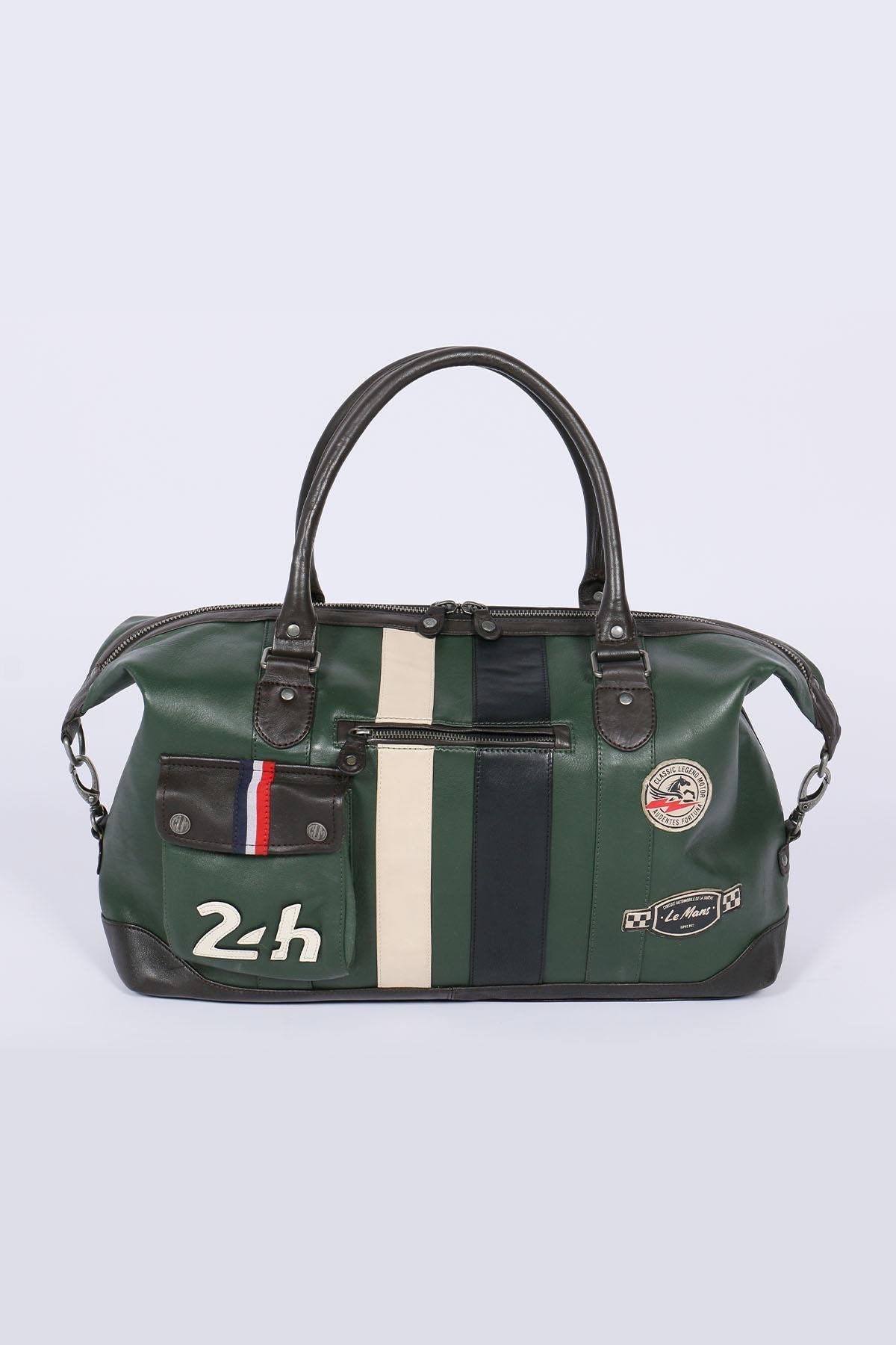 48h travel bag in green leather - Image n°1