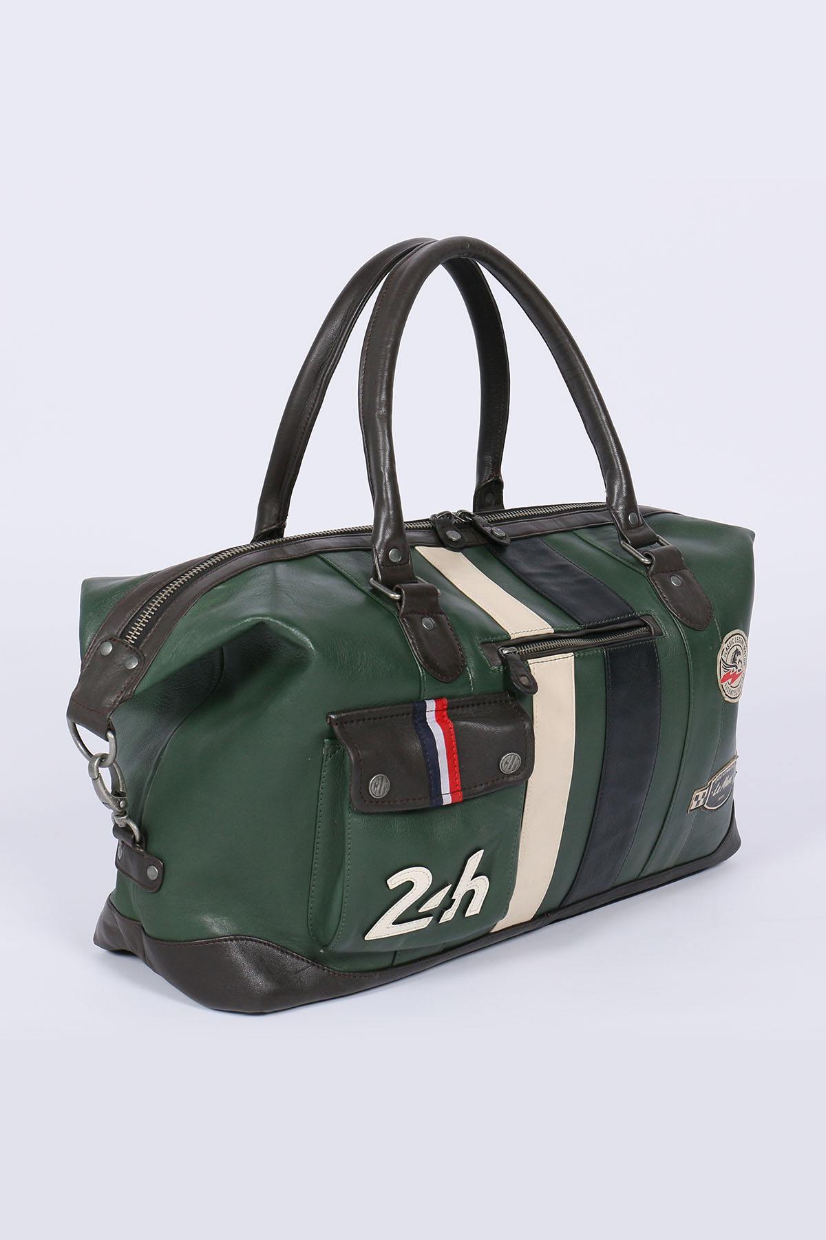 48h travel bag in green leather - Image n°3