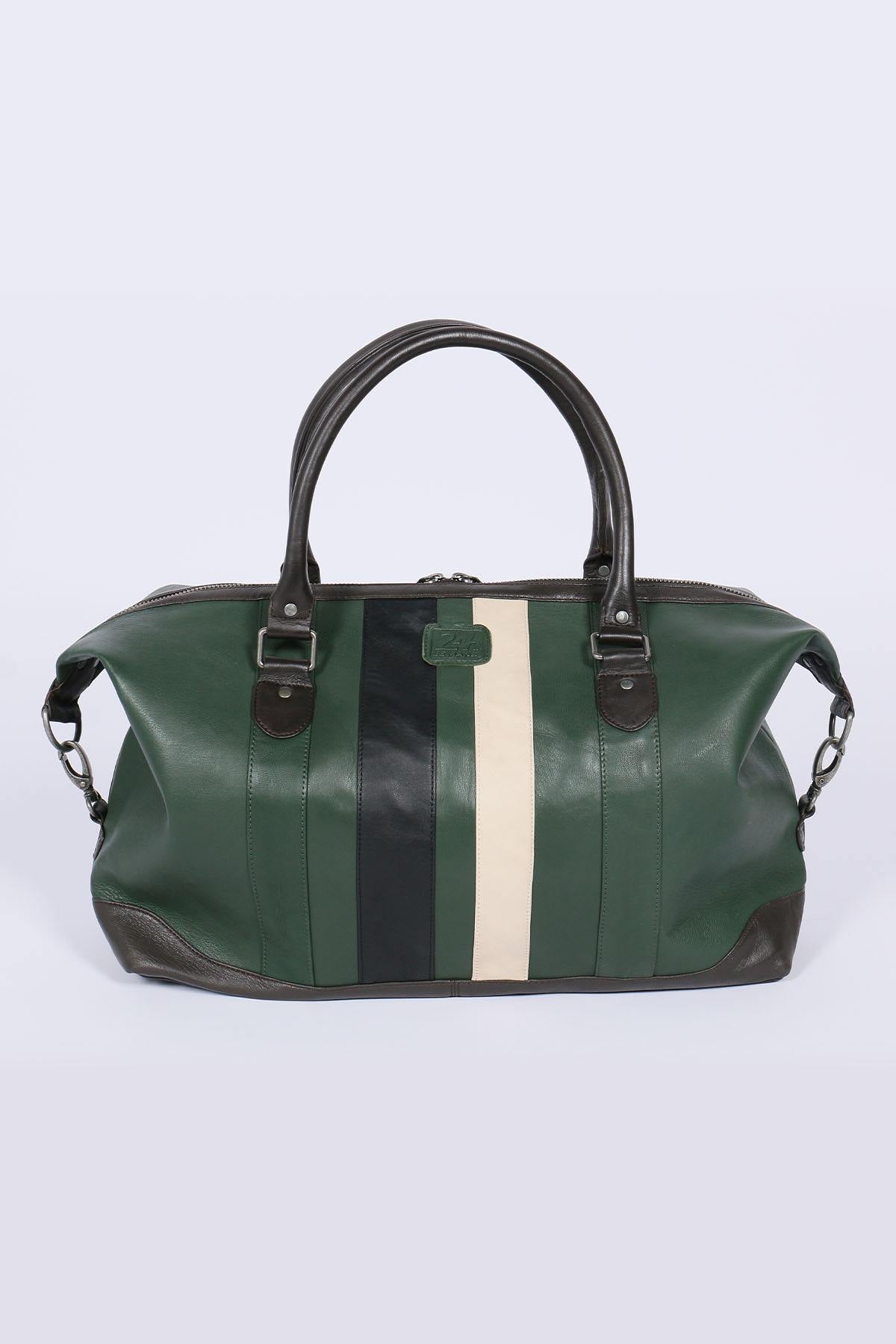 48h travel bag in green leather - Image n°2