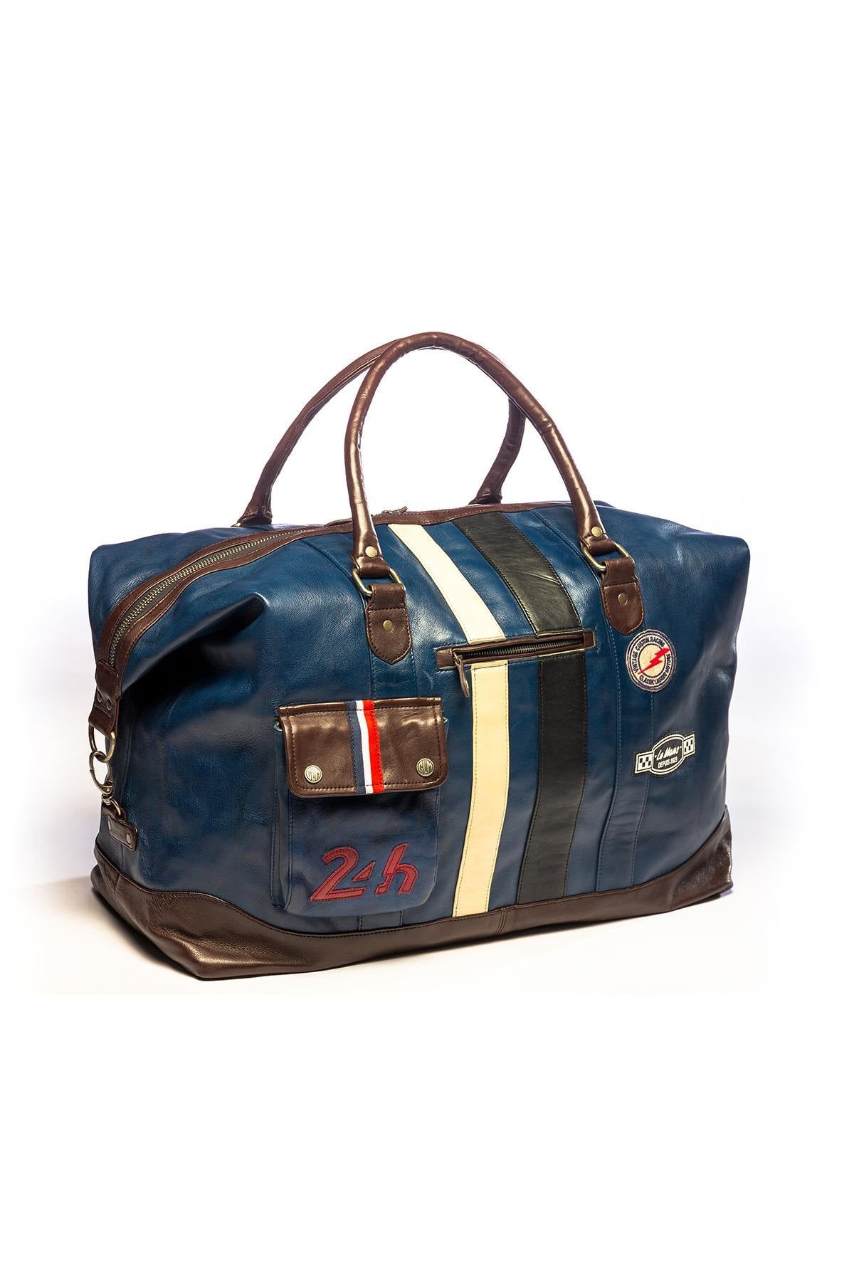 Vintage blue genuine leather travel bag - Image n°5