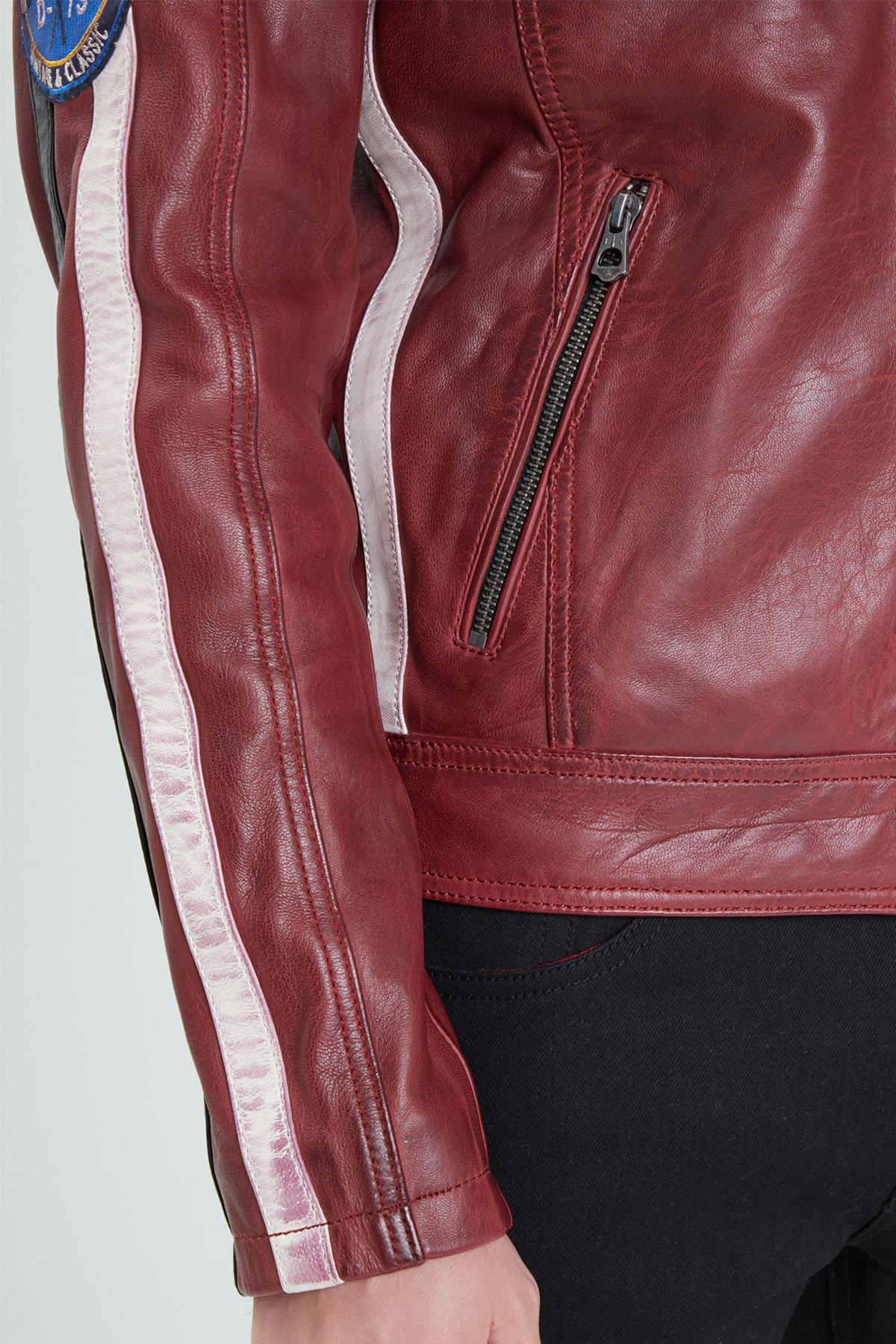 Red racing leather jacket for men - Image n°6