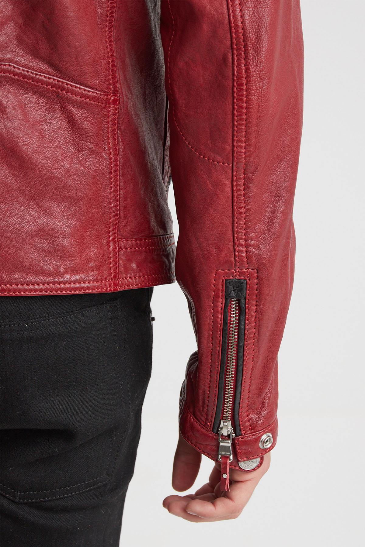 Men's red leather biker jacket - Image n°11