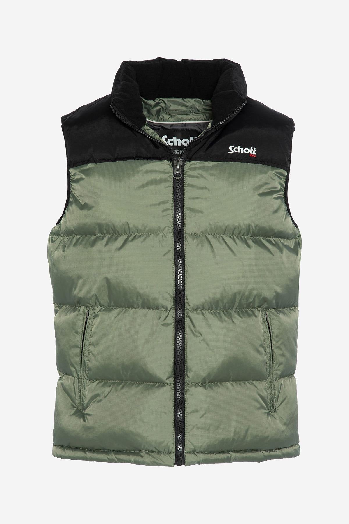 Two-tone sleeveless down jacket - Image n°1