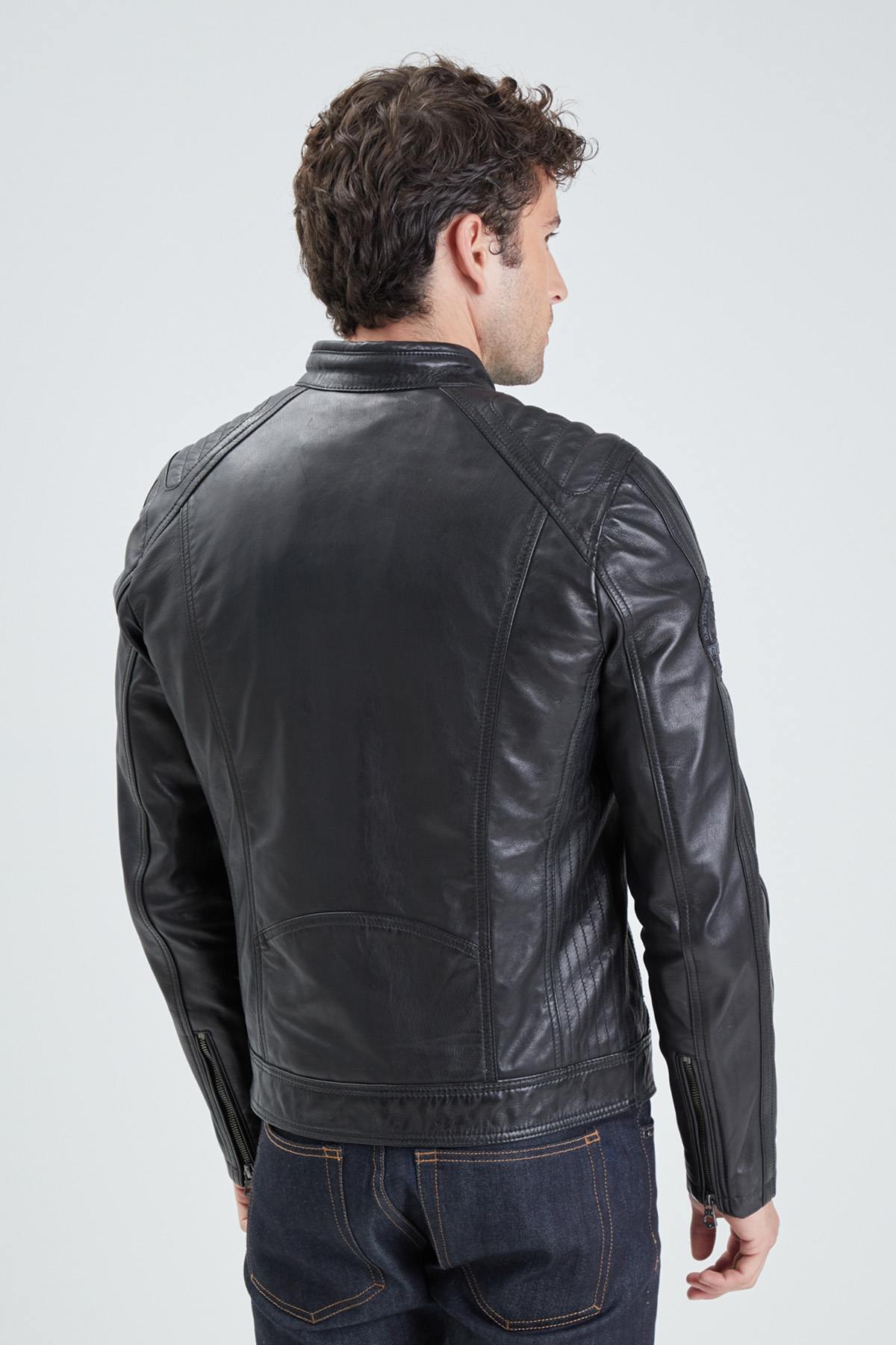 Full black racing leather jacket - Image n°4