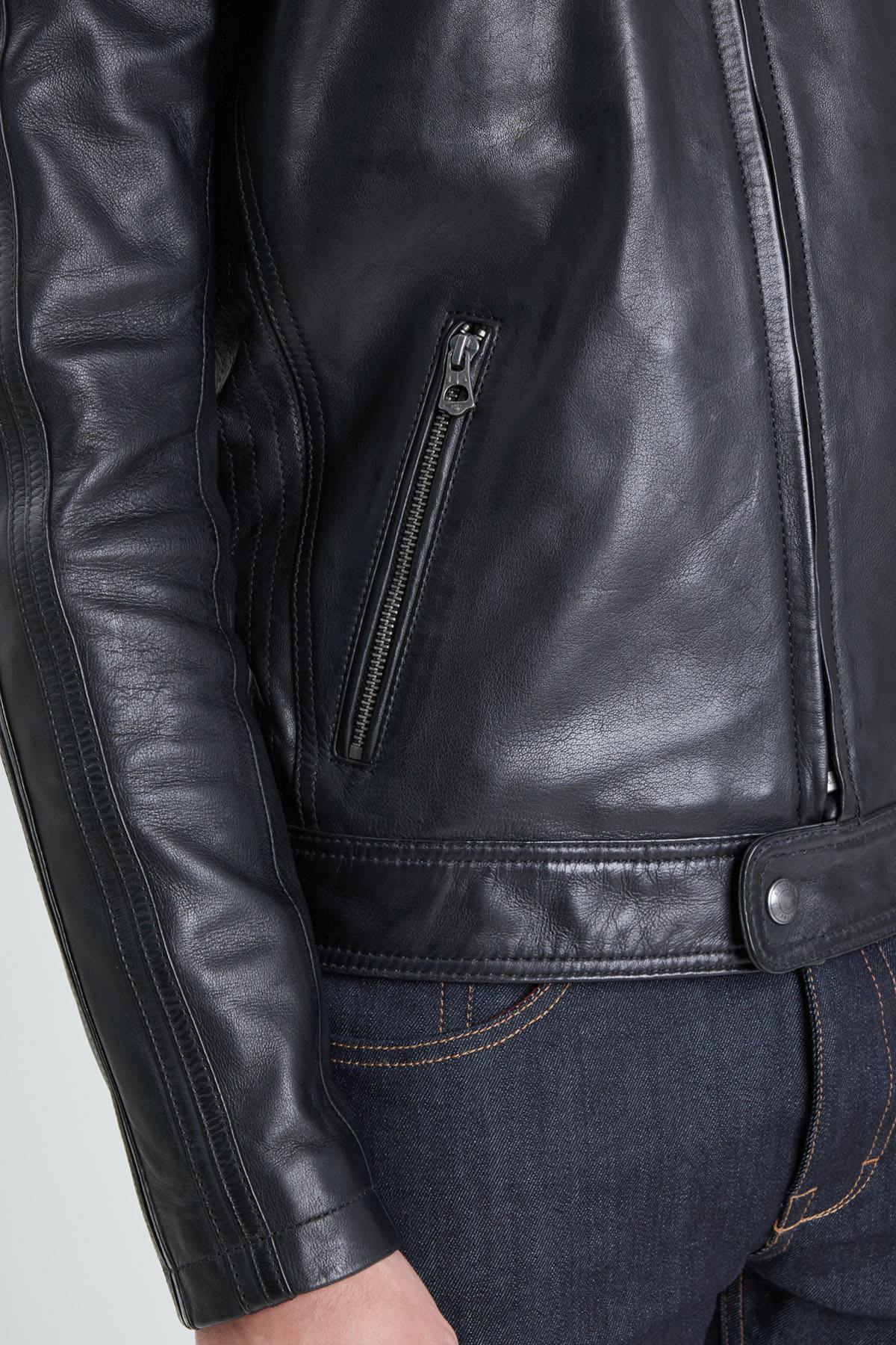 Full black racing leather jacket - Image n°6