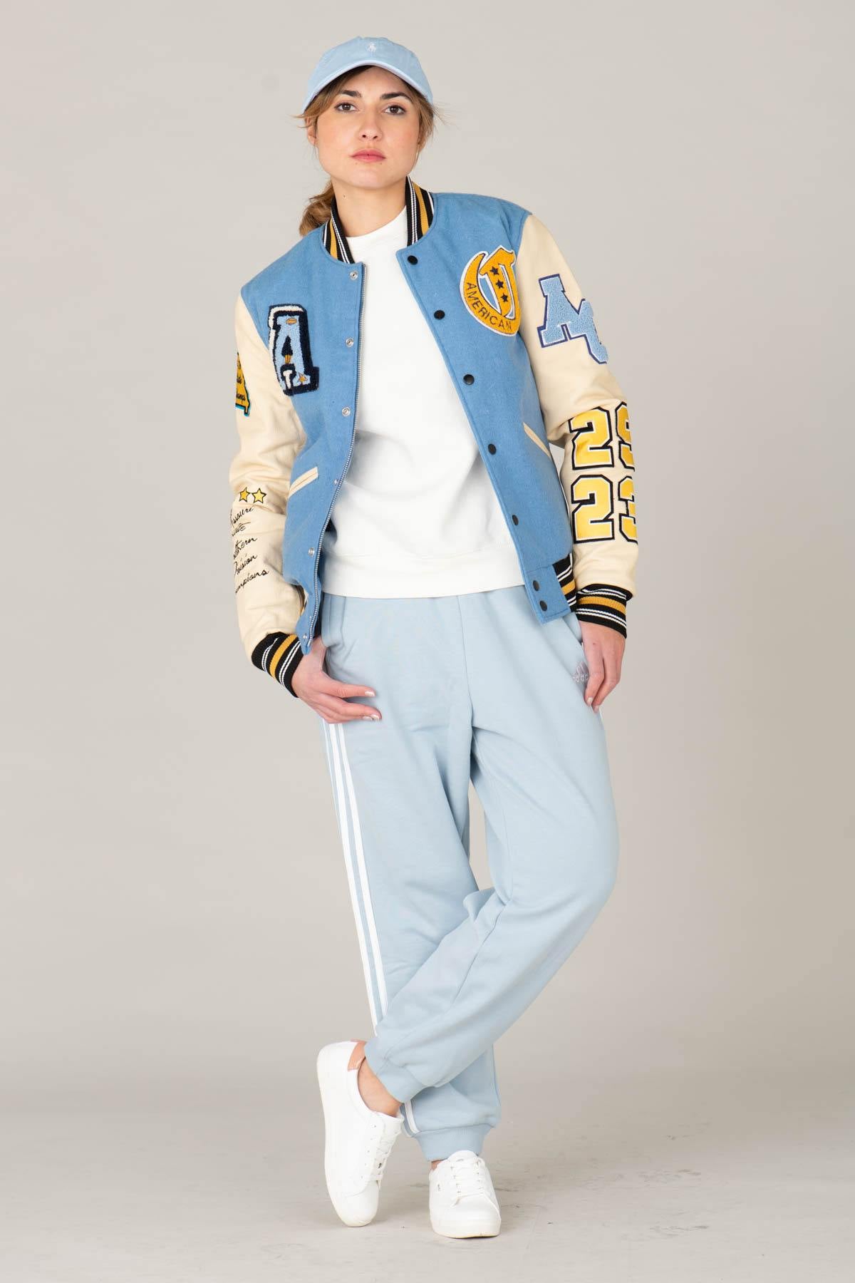 Light blue and white Varsity Teddy - Image n°3