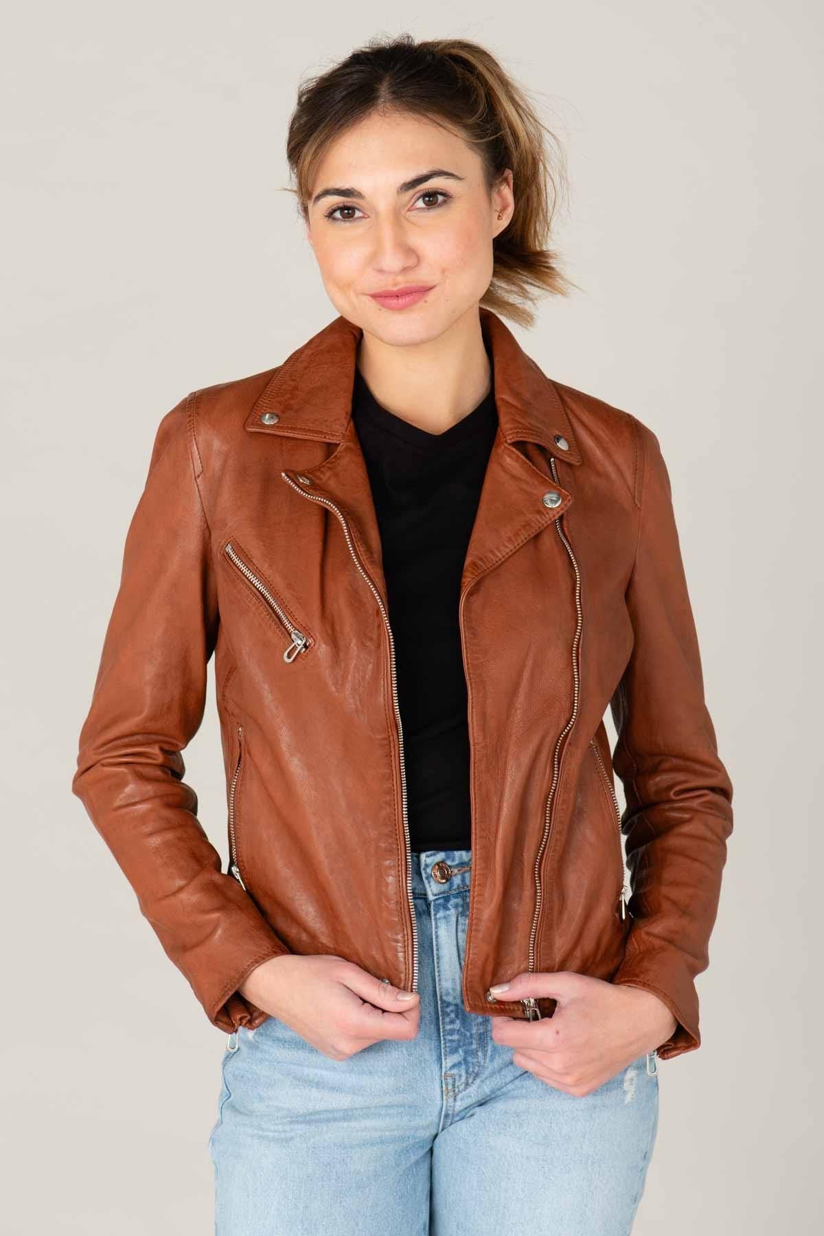 Women's perfecto in chrome-free tanned lambskin - Image n°1