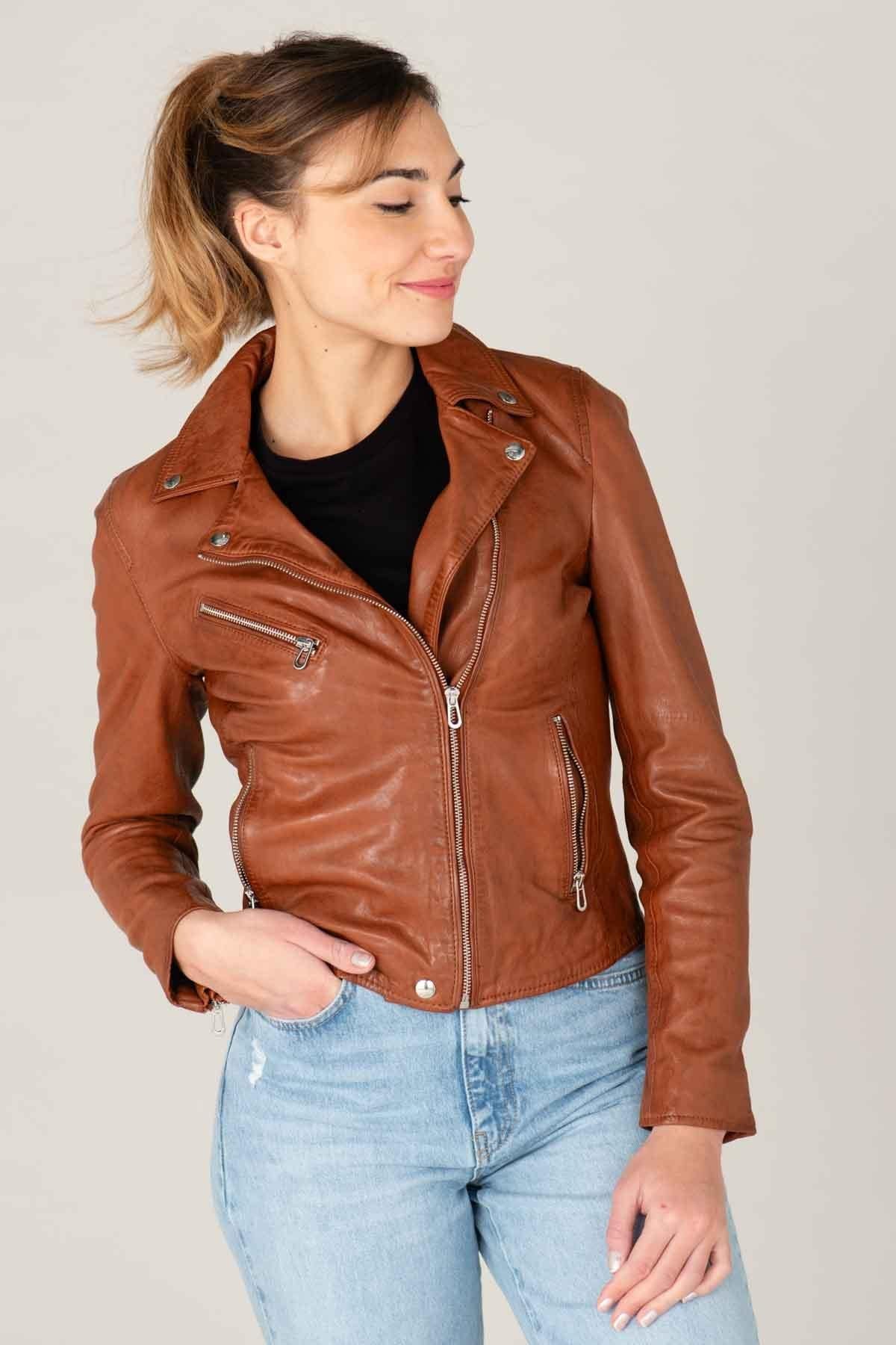 Women's perfecto in chrome-free tanned lambskin - Image n°4