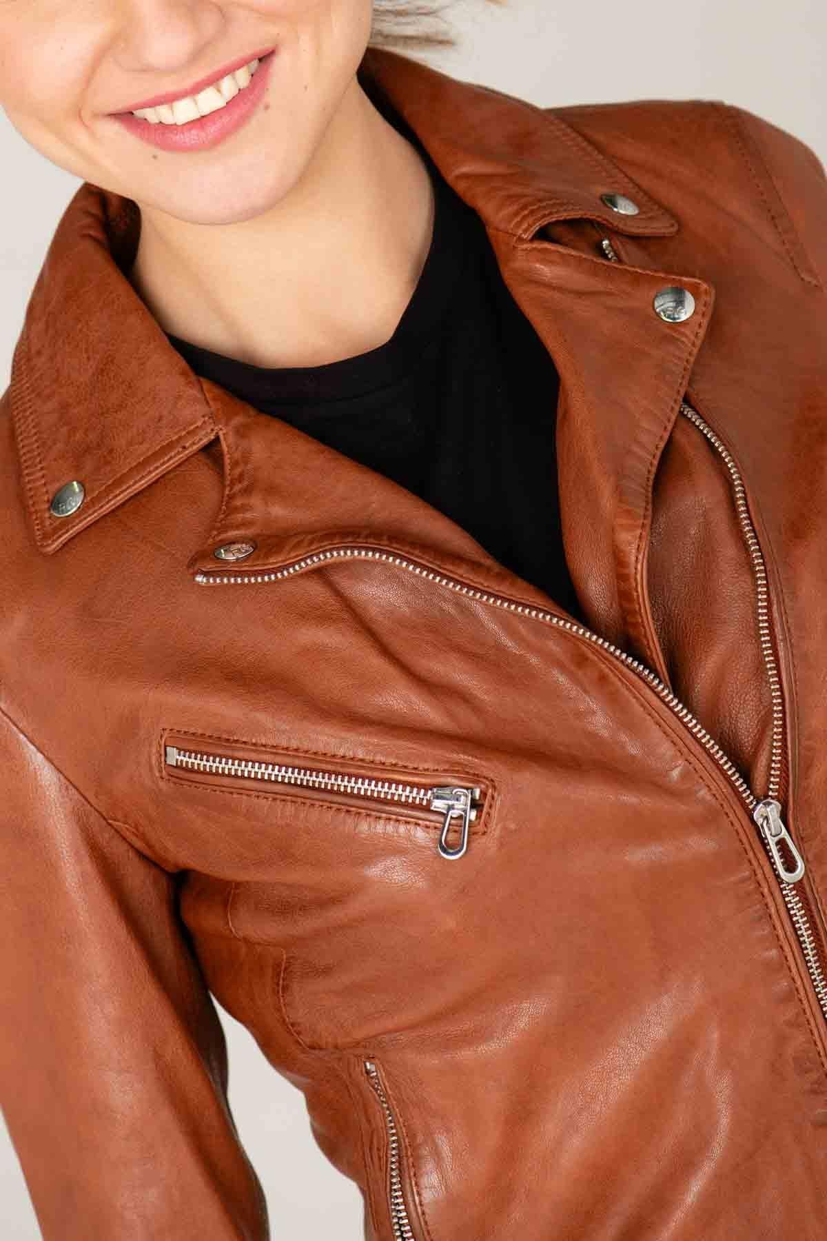 Women's perfecto in chrome-free tanned lambskin - Image n°5