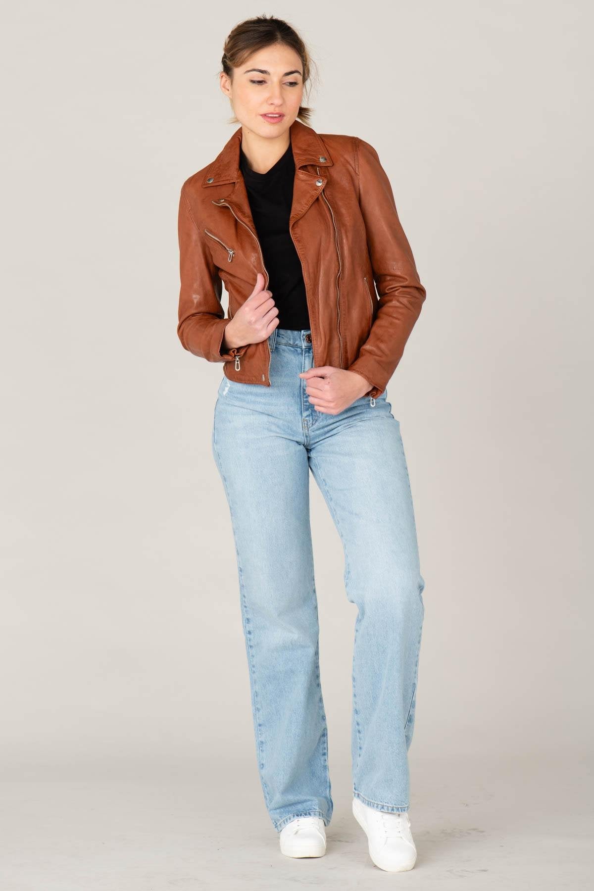 Women's perfecto in chrome-free tanned lambskin - Image n°3