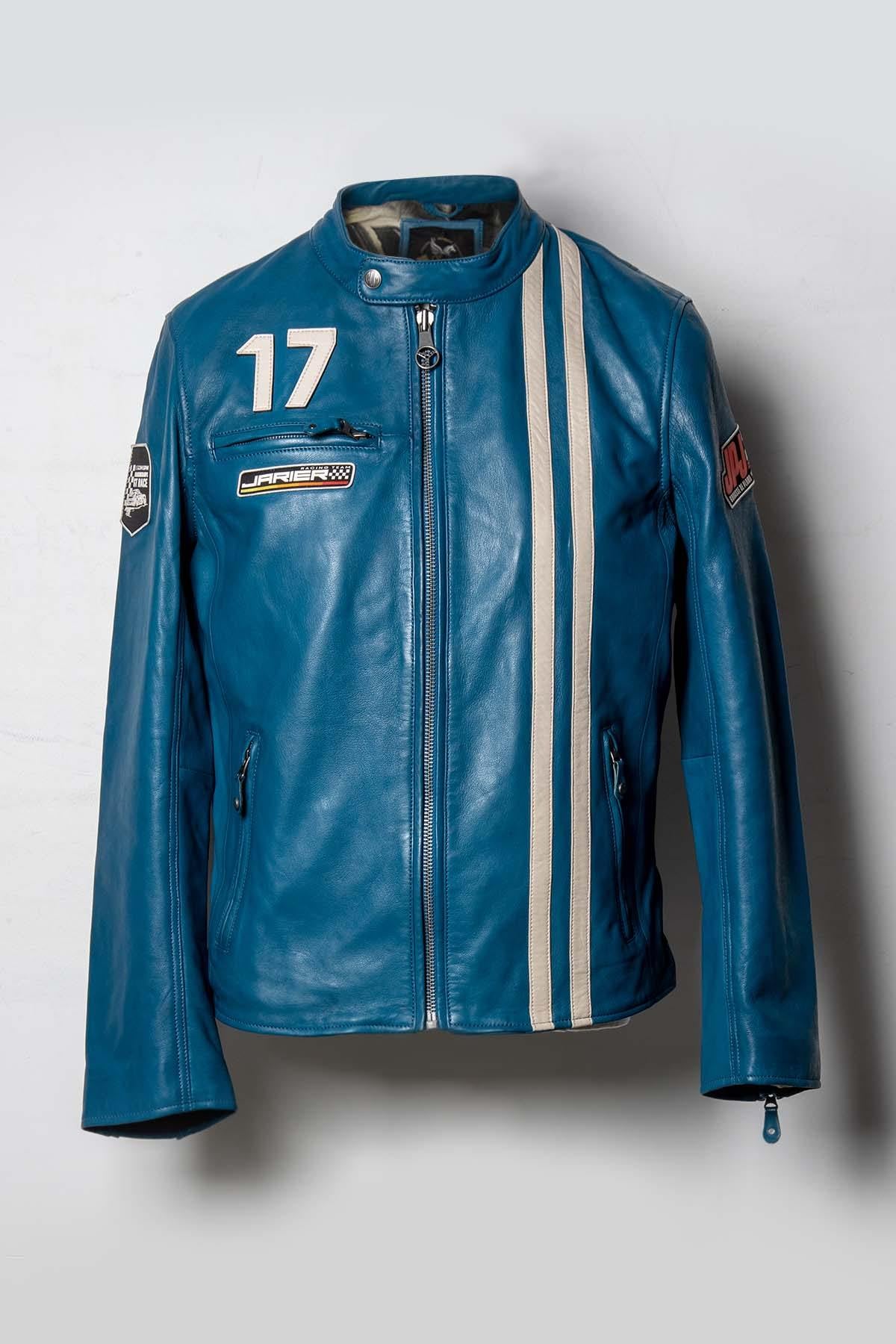 Pilot JP Jarier's blue leather jacket - Image n°6