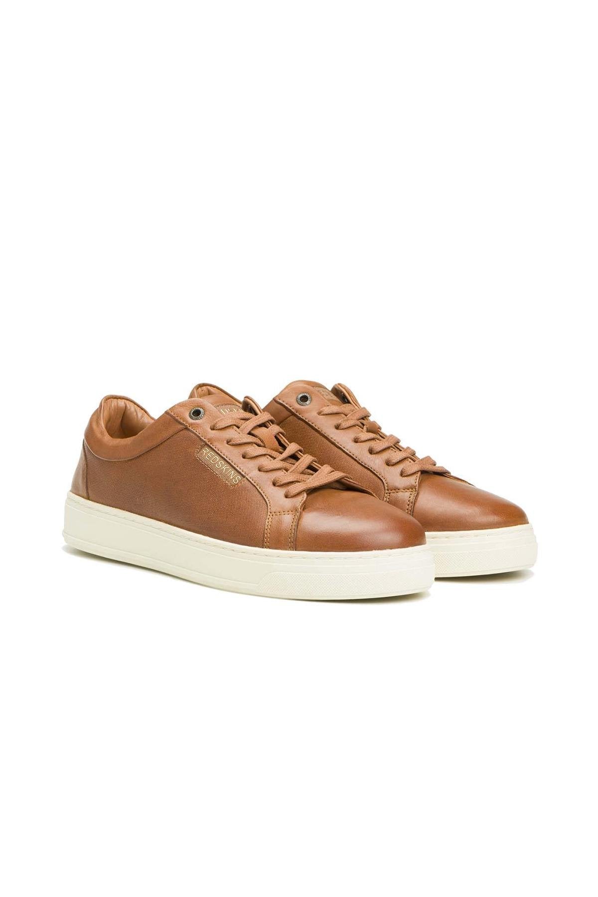 Cognac leather sneakers for men - Image n°1