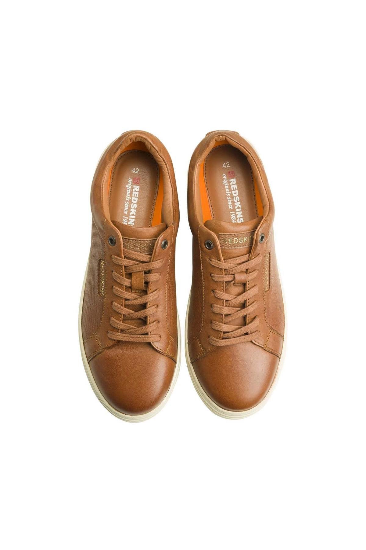 Cognac leather sneakers for men - Image n°3