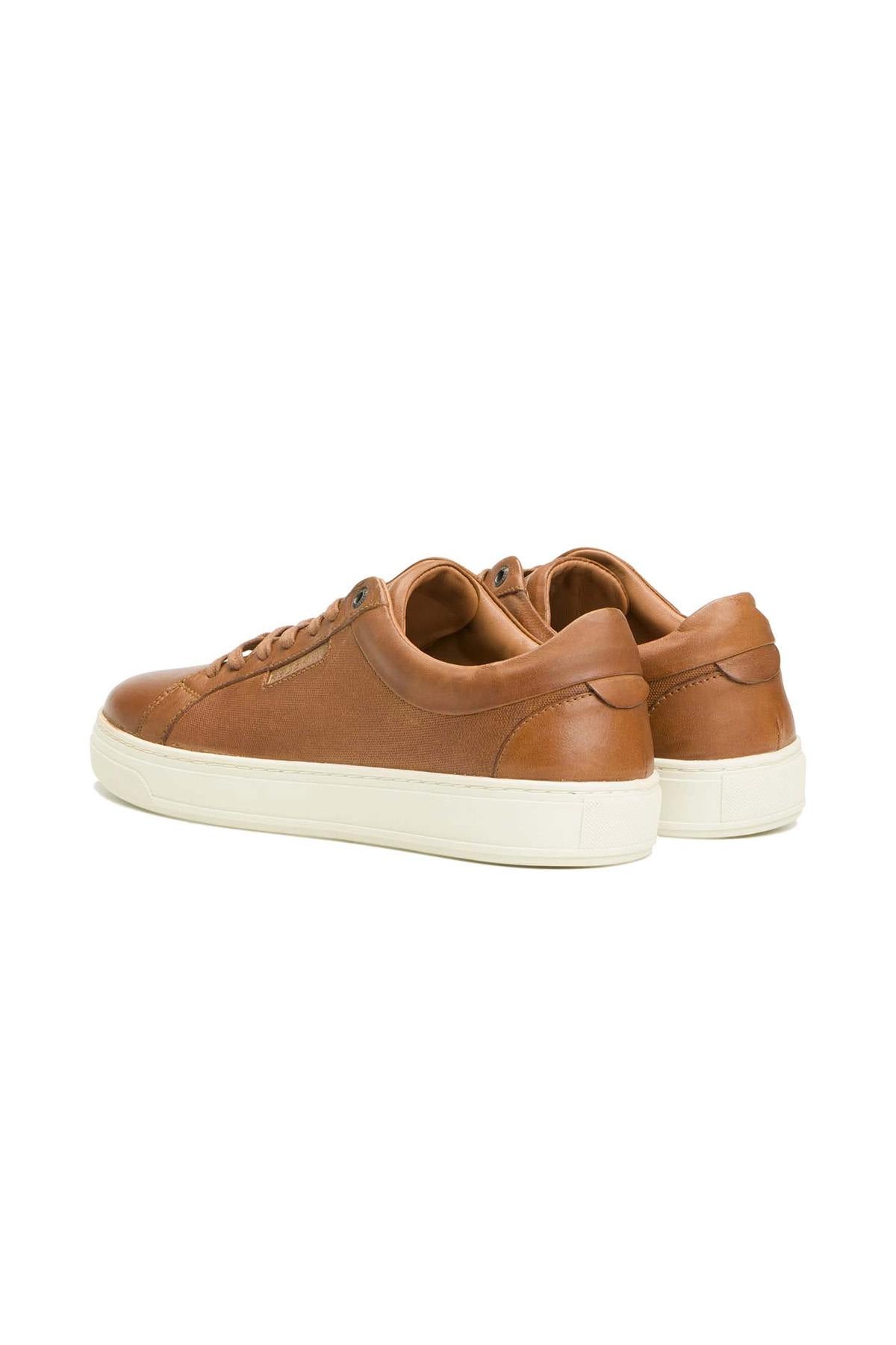 Cognac leather sneakers for men - Image n°2