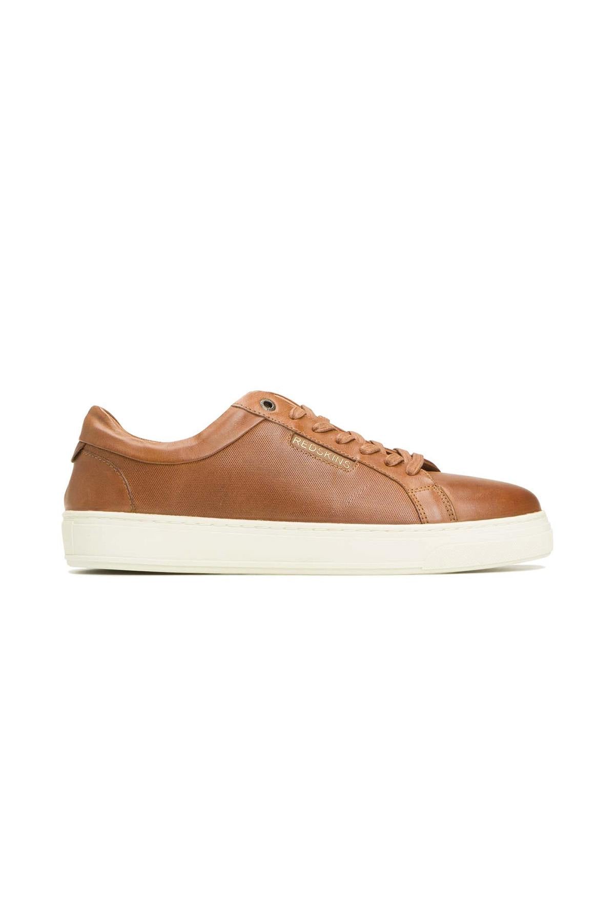 Cognac leather sneakers for men - Image n°4