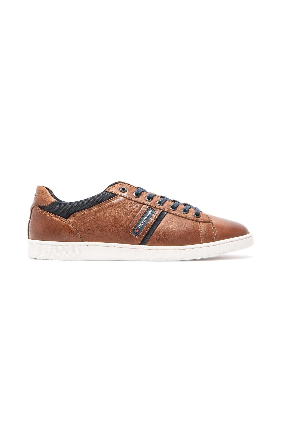 Cognac and navy leather sneakers - Image n°4