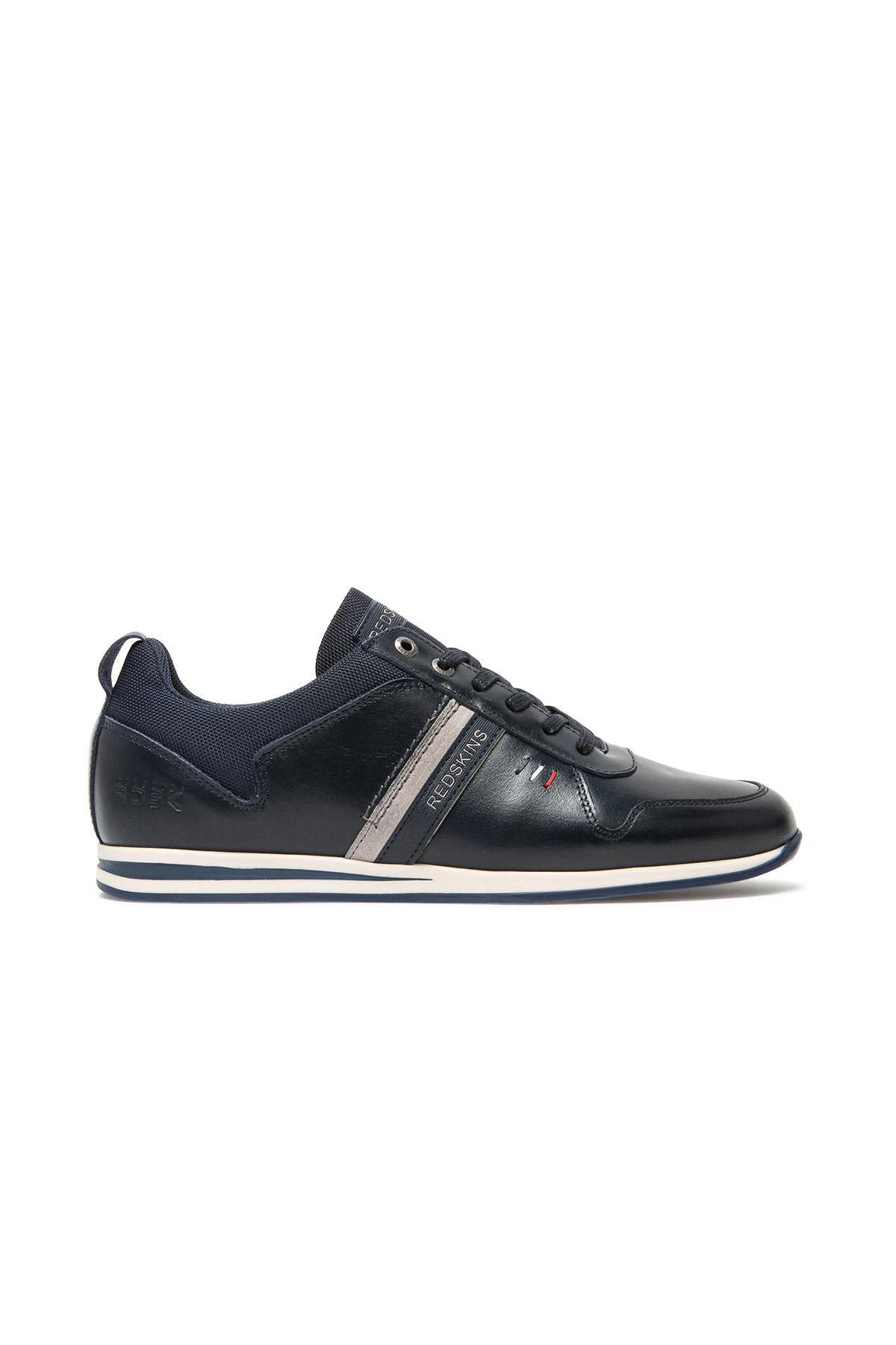 Navy blue leather sneakers - Image n°3