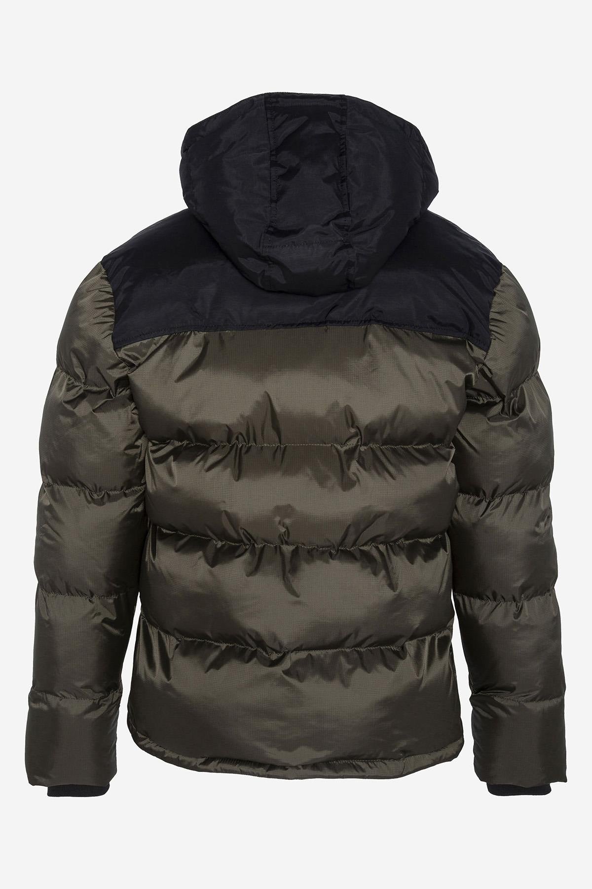 Khaki hooded down jacket - Image n°1