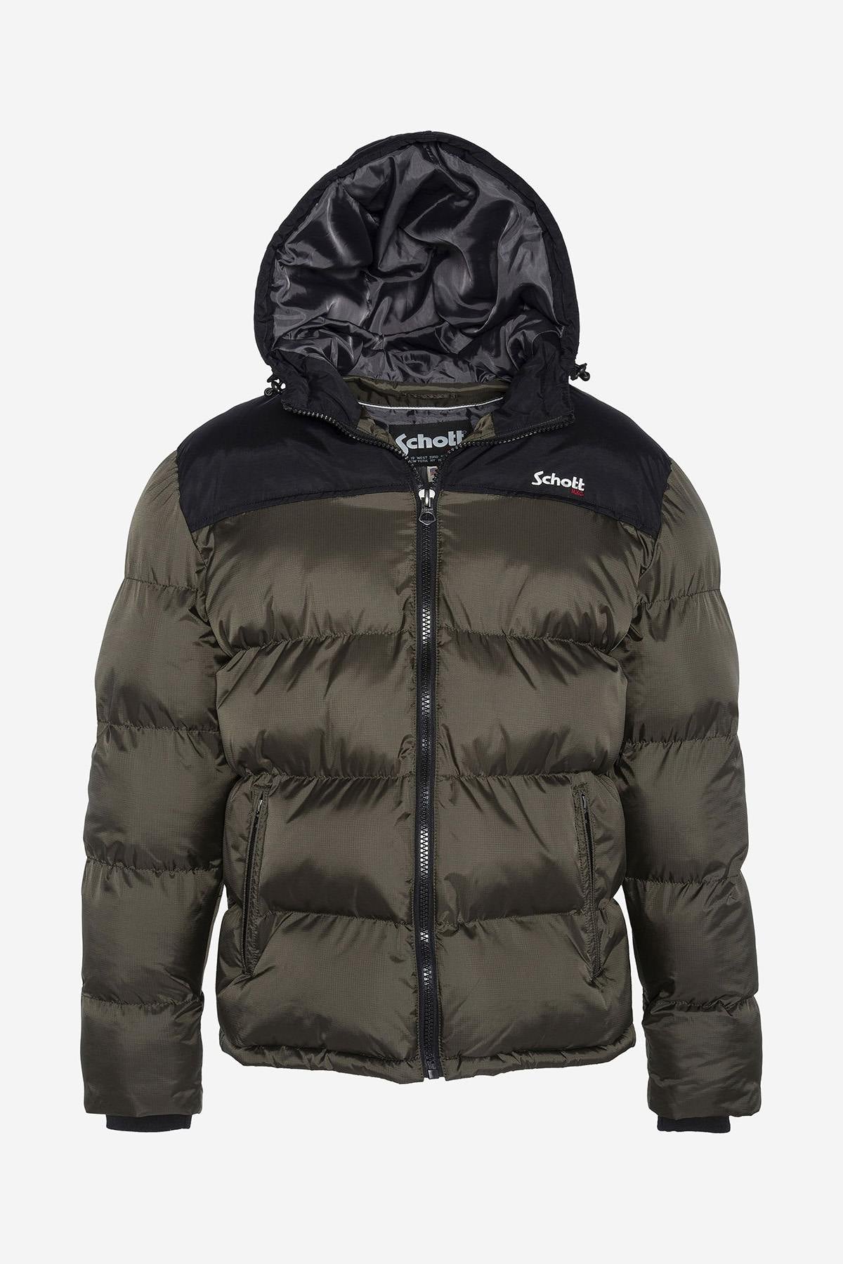 Khaki hooded down jacket - Image n°2